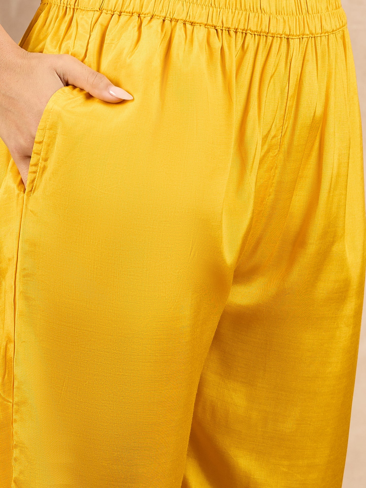 Women Floral Embroidered Empire Beads and Stones Silk Crepe Kurta with Trousers & With Dupatta