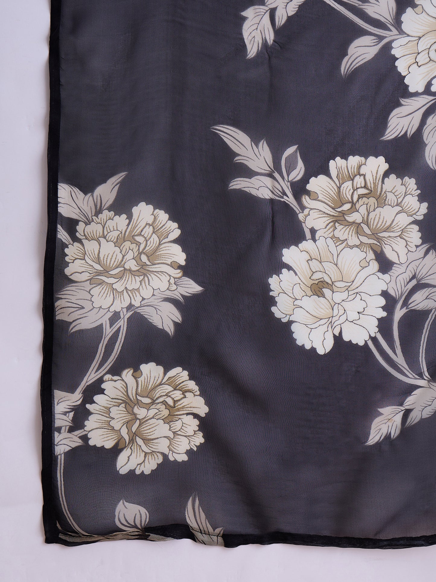 Floral Printed Sequinned Straight Kurta With Trousers & Dupatta