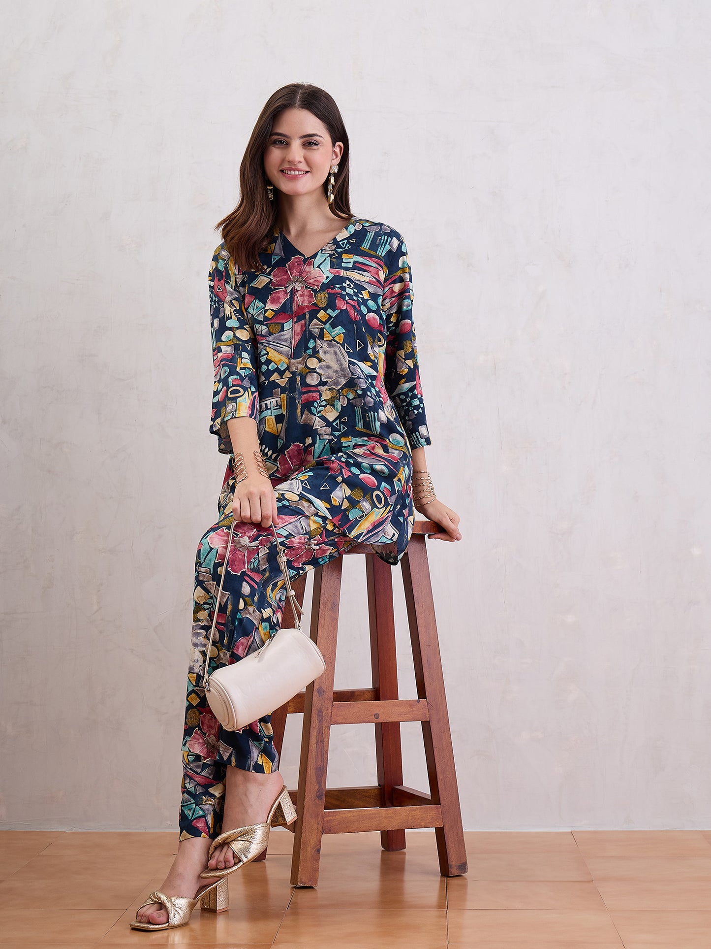 Printed Top With Trousers Co-Ords