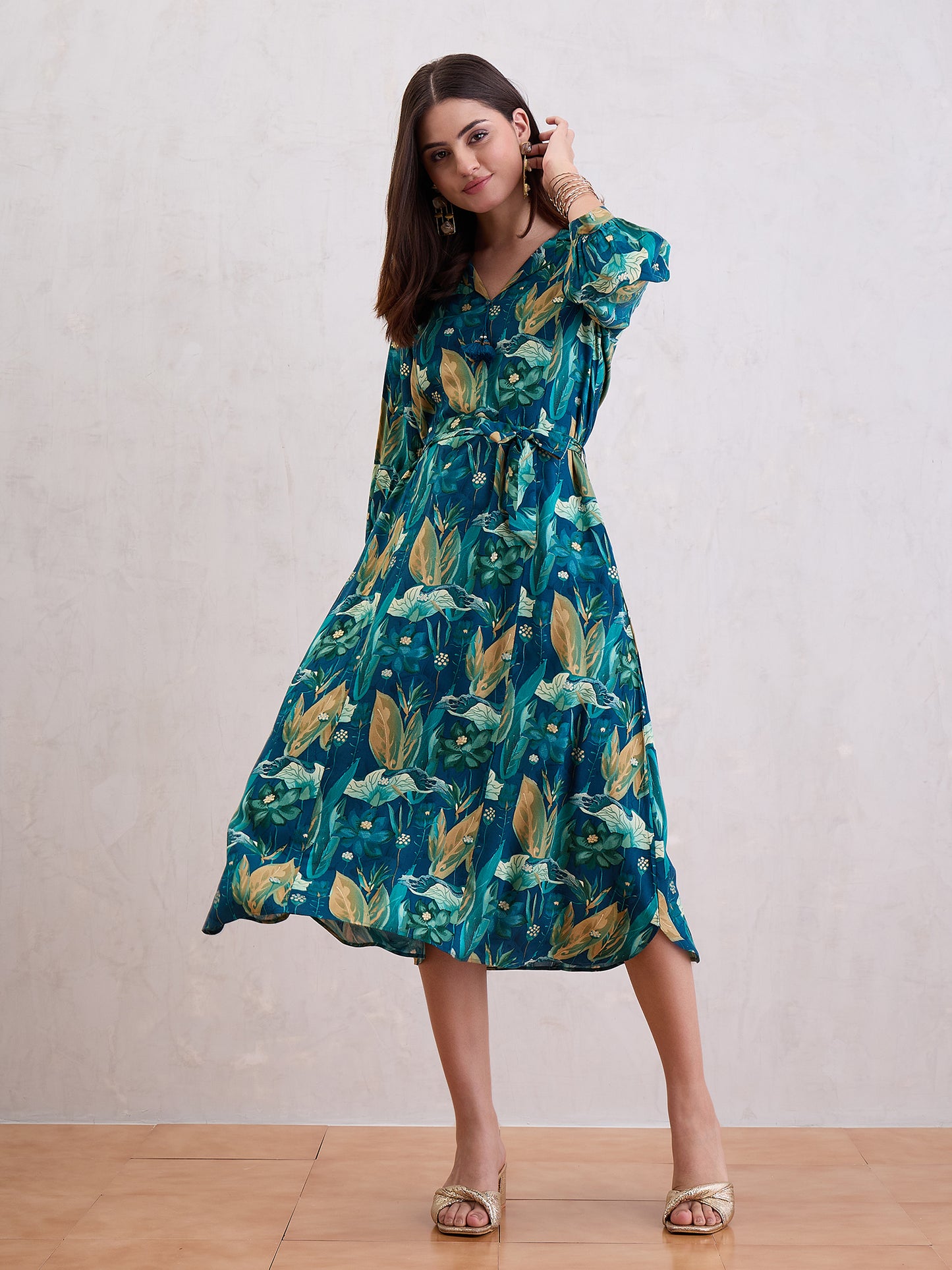 Floral Printed Fit & Flare Maxi Dress