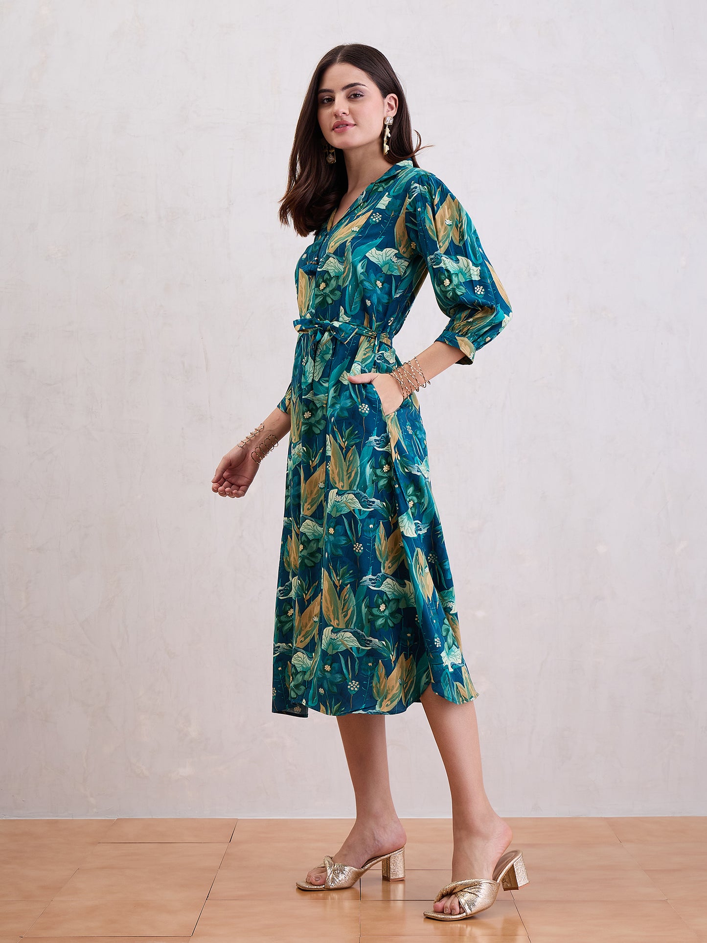 Floral Printed Fit & Flare Maxi Dress