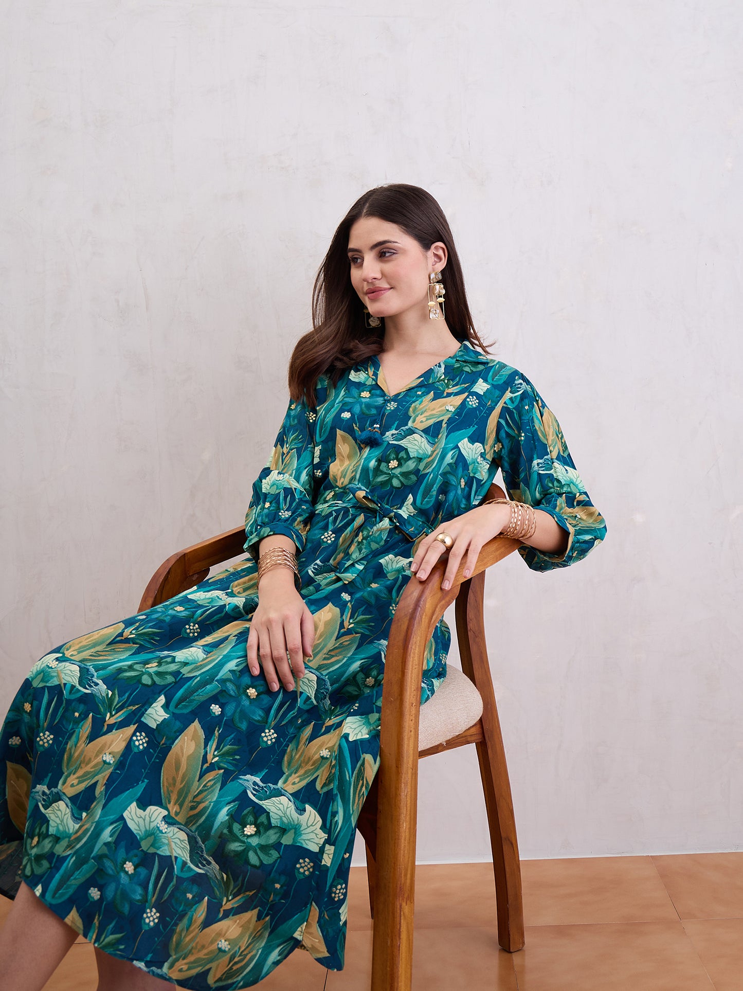 Floral Printed Fit & Flare Maxi Dress