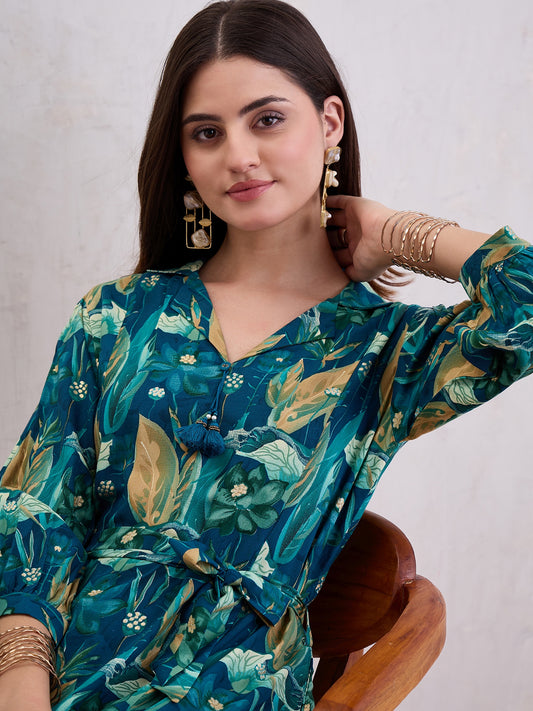 Floral Printed Fit & Flare Maxi Dress