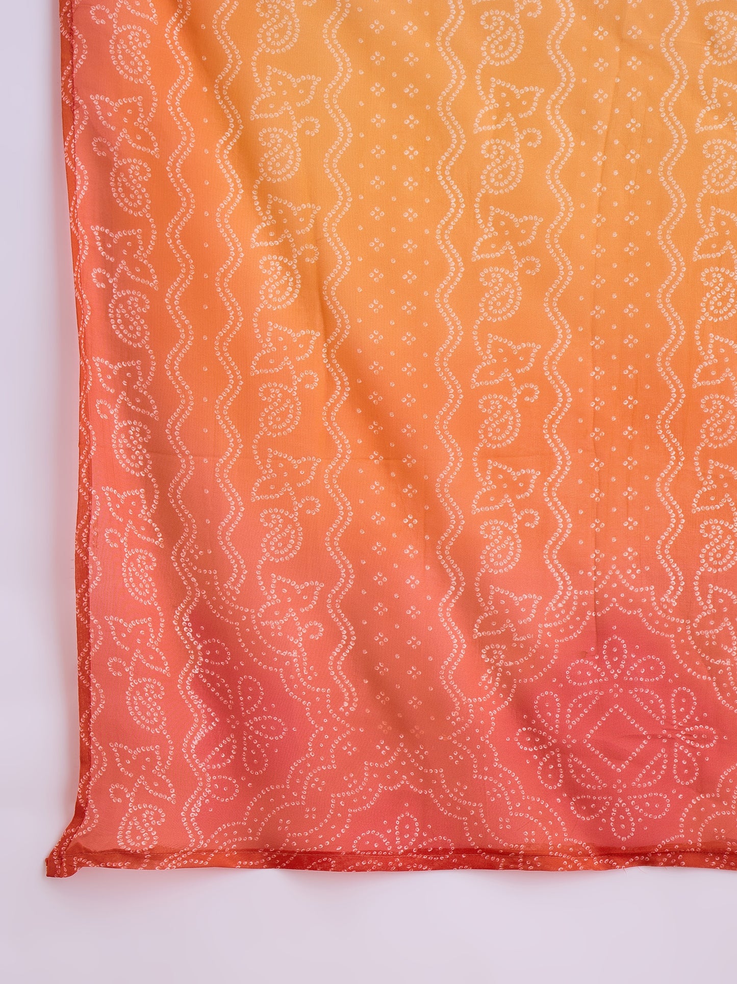 Bandhani Printed Beads and Stones Straight Kurta With Trousers & Dupatta
