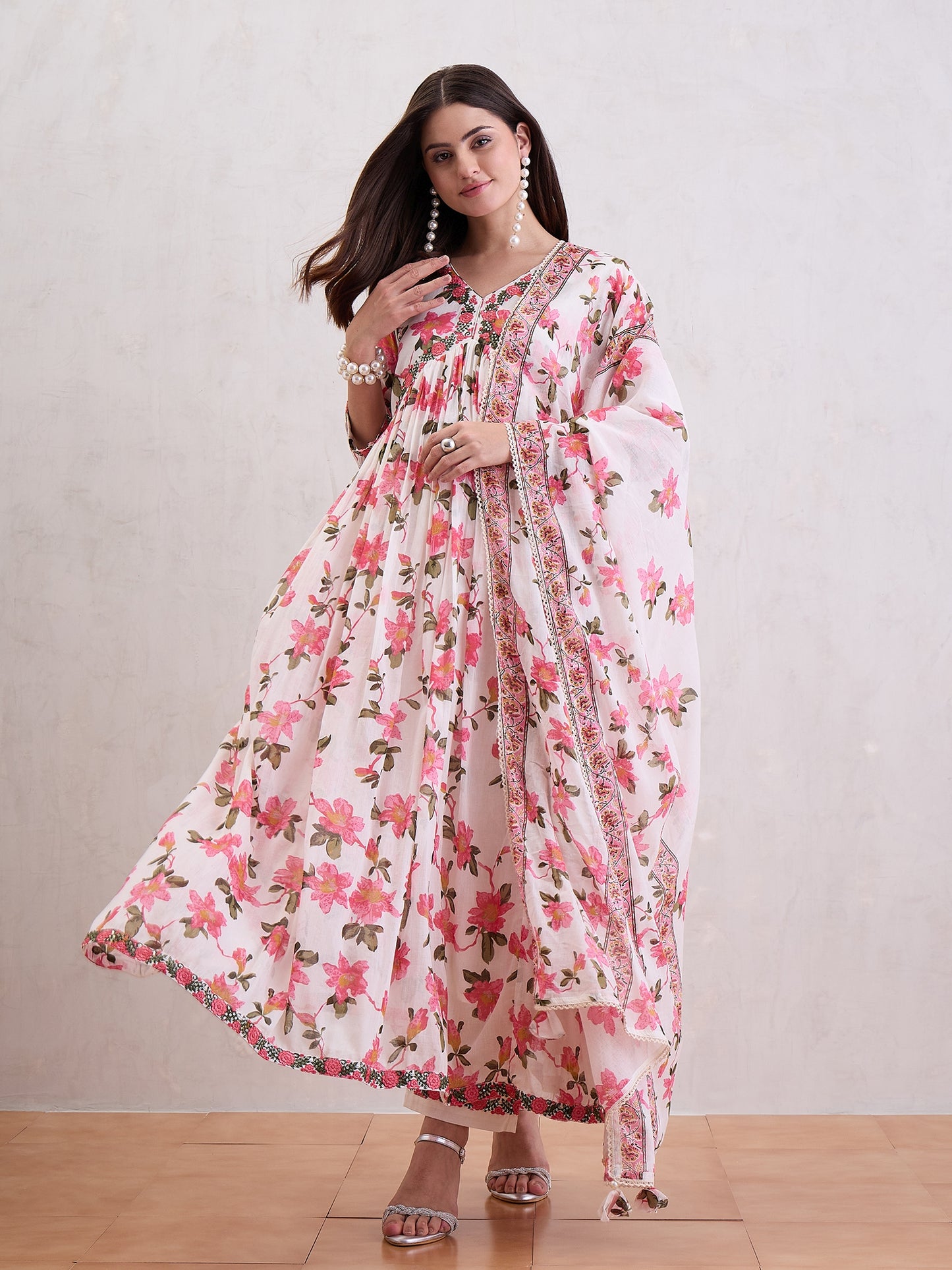 Women Anarkali Voile Kurta Set