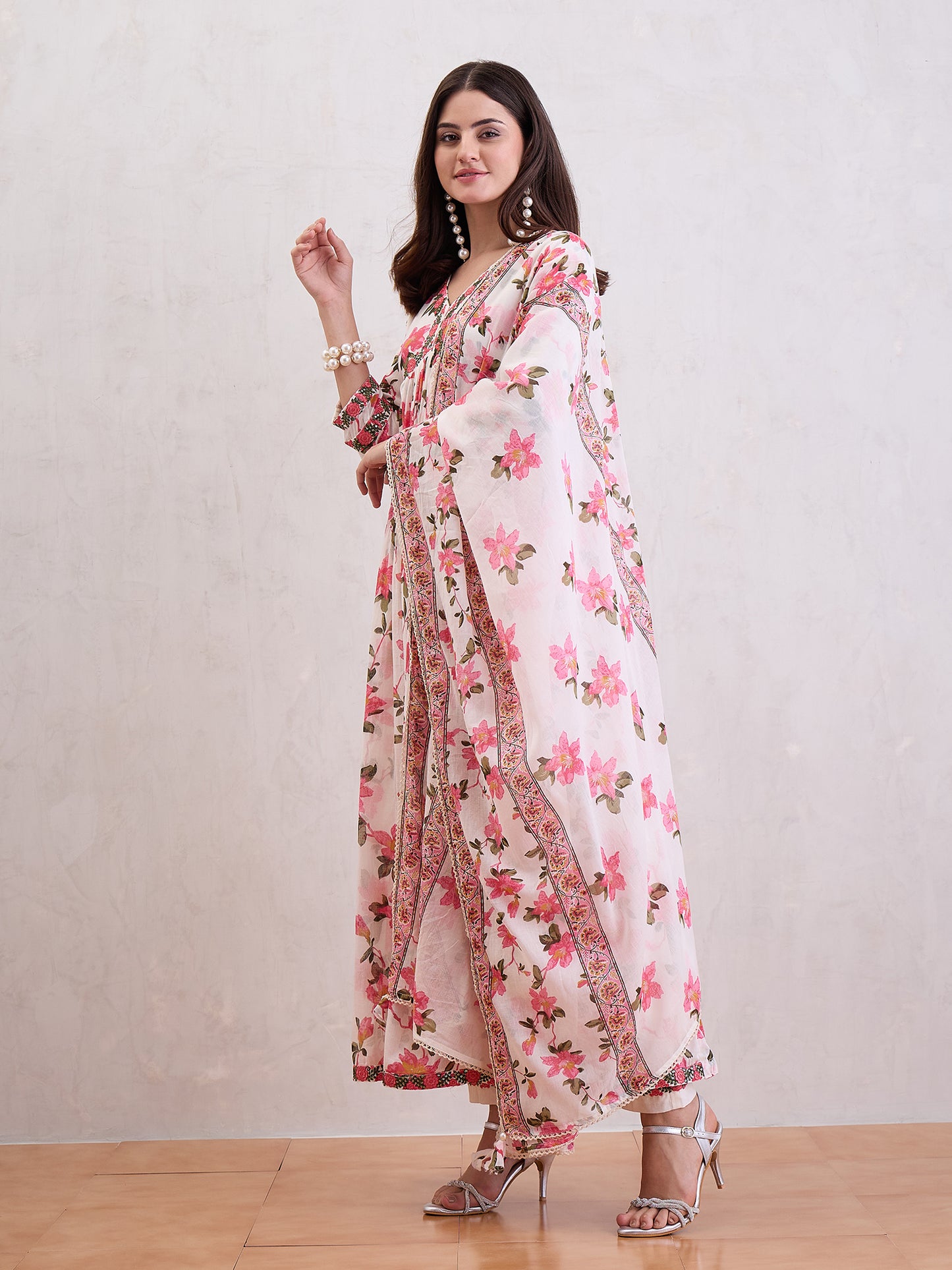 Women Anarkali Voile Kurta Set