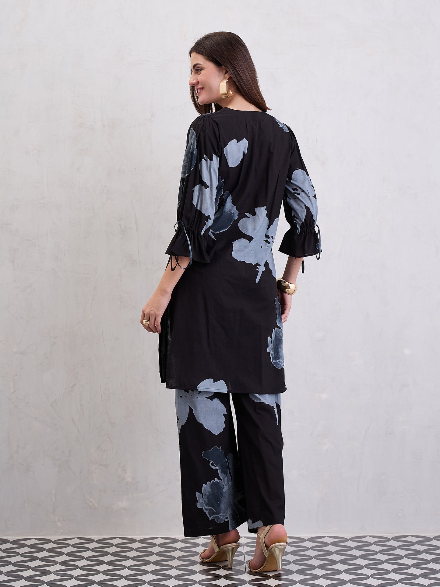 Floral Printed Cotton Tunic With Trousers Co-Ords
