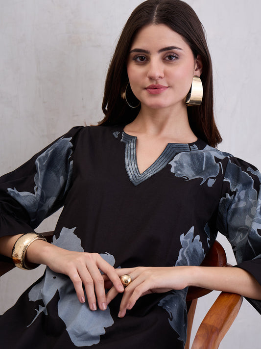 Floral Printed Cotton Tunic With Trousers Co-Ords