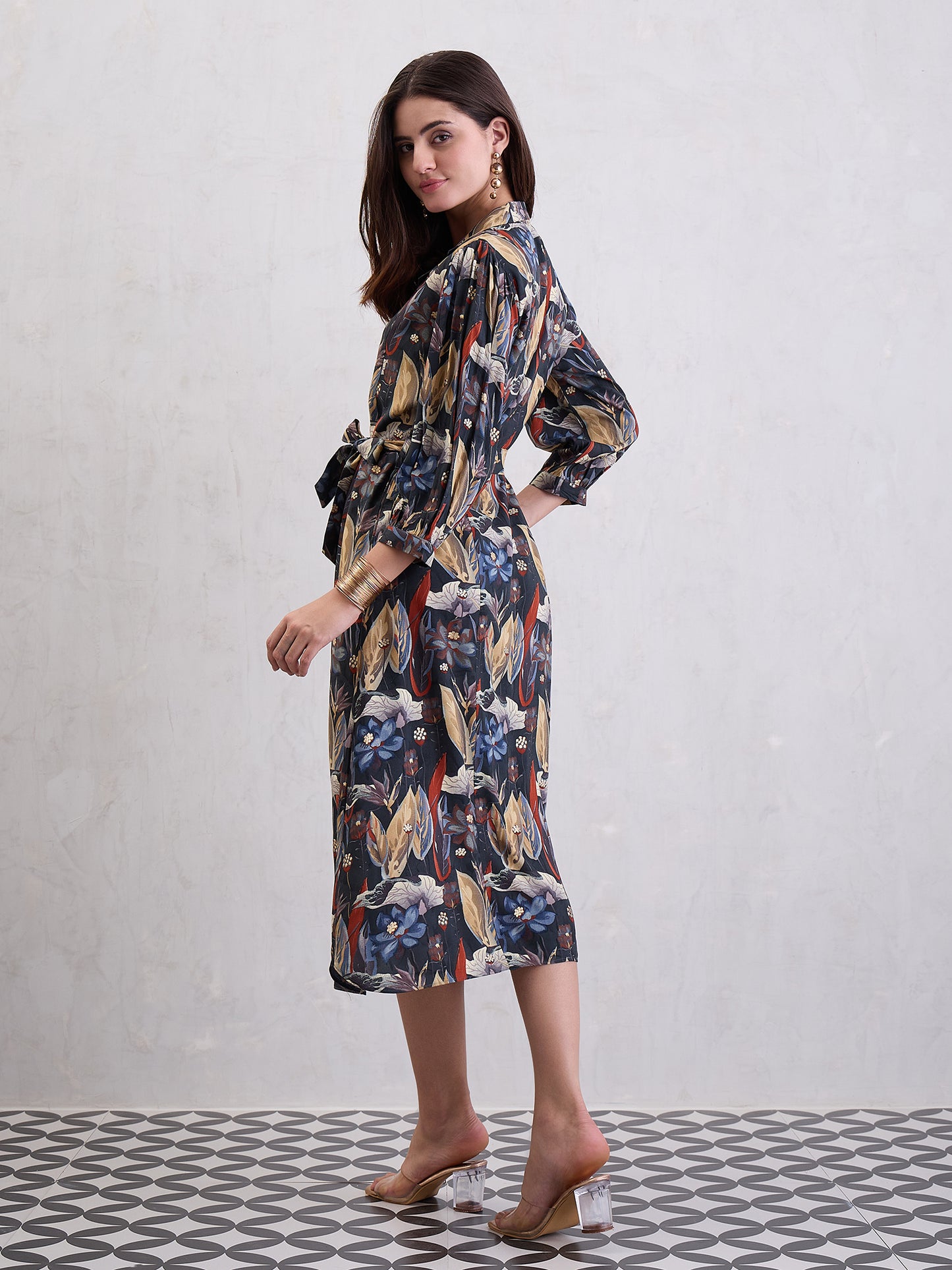Floral Printed Fit & Flare Maxi Dress