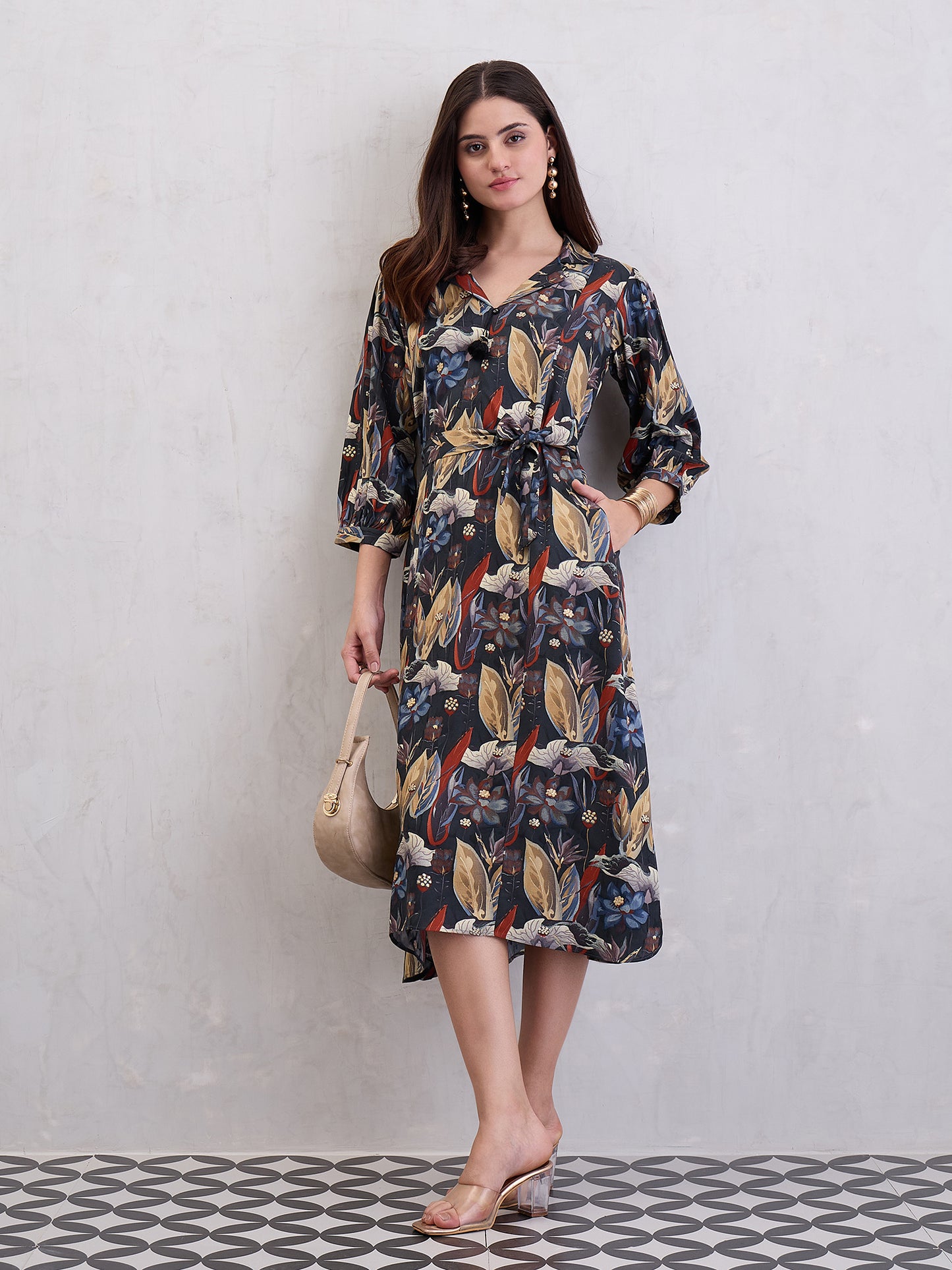 Floral Printed Fit & Flare Maxi Dress