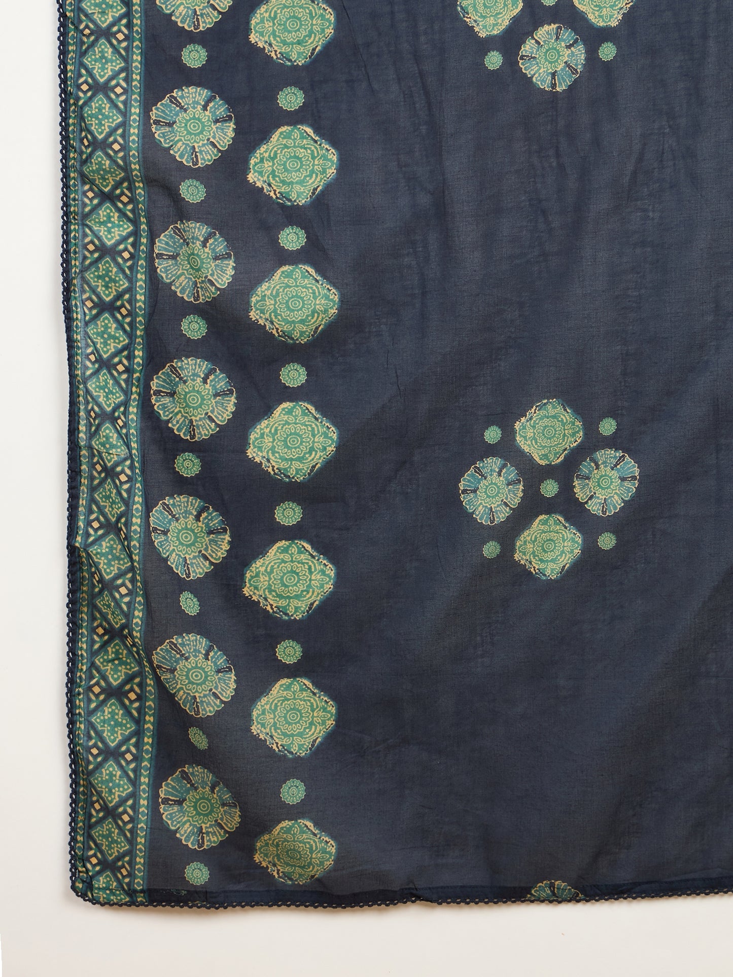 Women Ethnic Motifs Printed Angrakha Beads and Stones Kurta with Trousers & With Dupatta