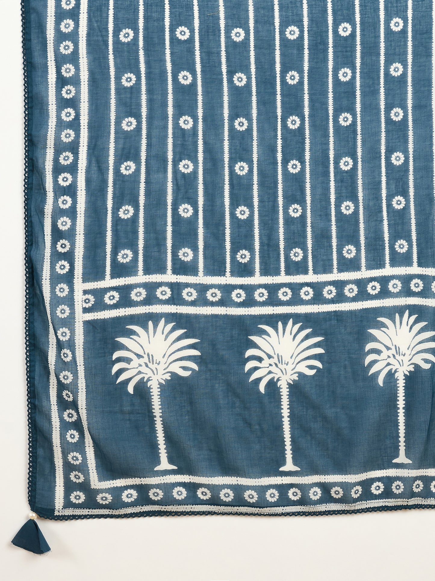 Women Ethnic Motifs Printed Regular Mirror Work Pure Cotton Kurta with Trousers & With Dupatta