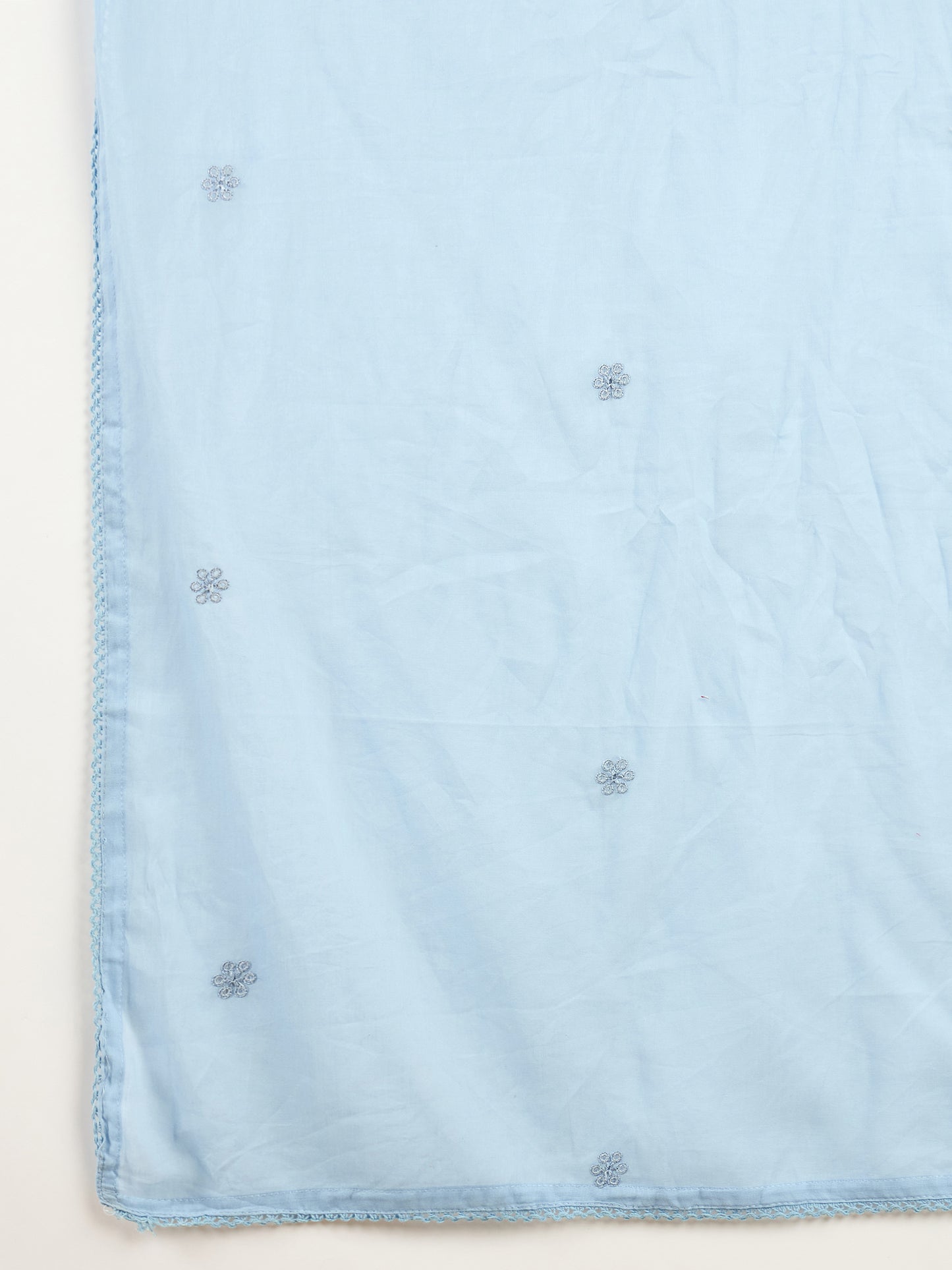 Women Floral Embroidered Pleated Thread Work Kurta with Trousers & With Dupatta