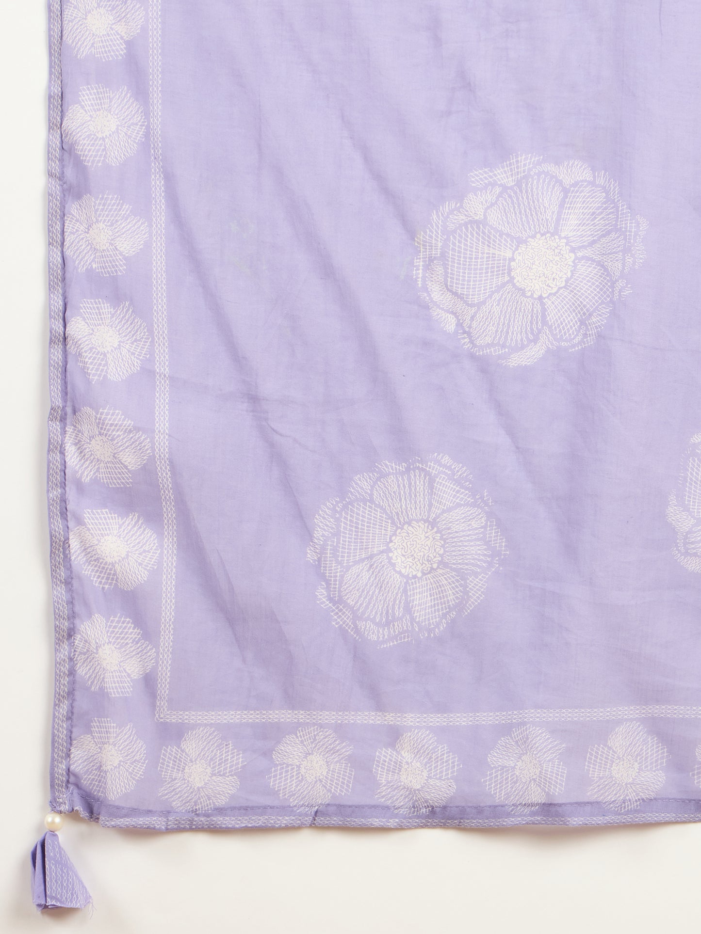 Women Floral Printed Regular Mirror Work Pure Cotton Kurta with Trousers & With Dupatta