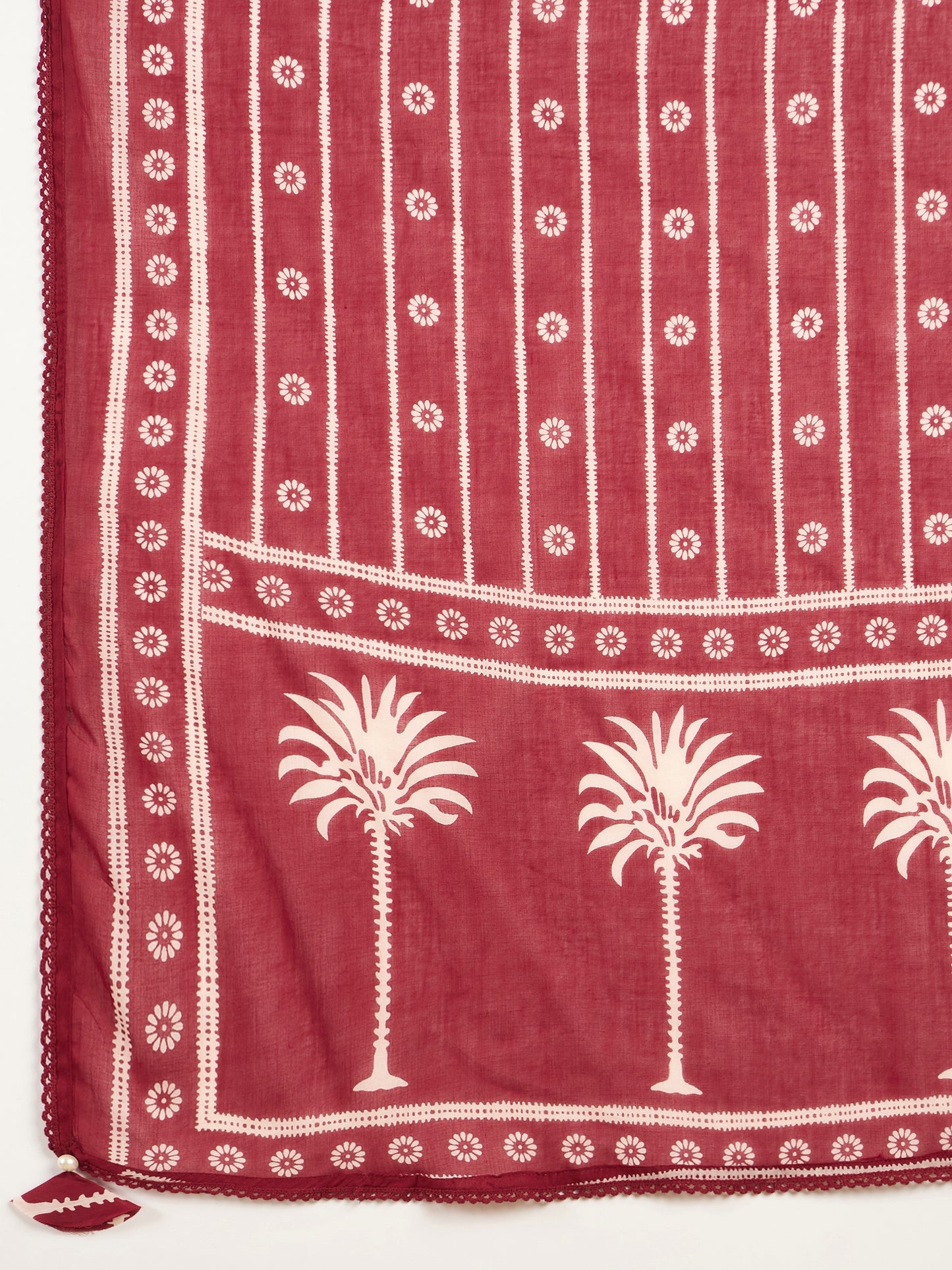 Women Ethnic Motifs Printed Regular Mirror Work Pure Cotton Kurta with Trousers & With Dupatta