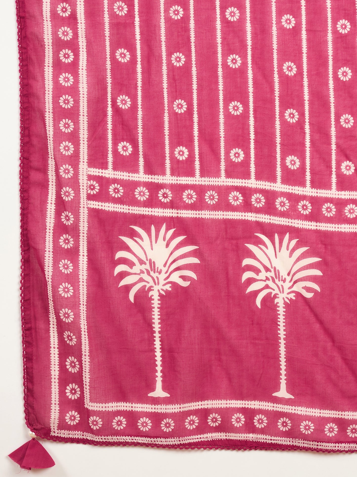 Women Ethnic Motifs Printed Regular Mirror Work Pure Cotton Kurta with Trousers & With Dupatta