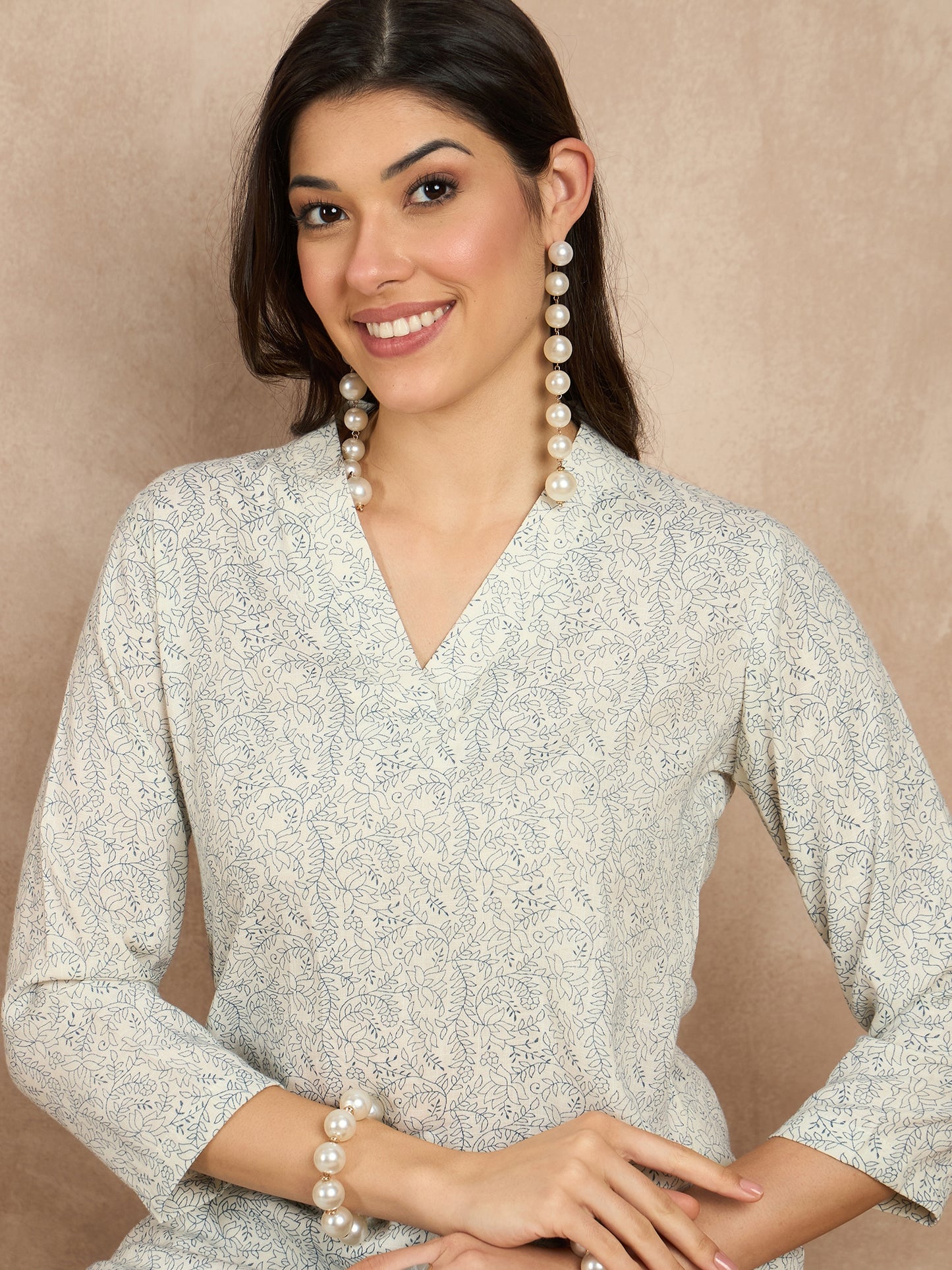 Printed V Neck Tunic & Trousers Co-ords