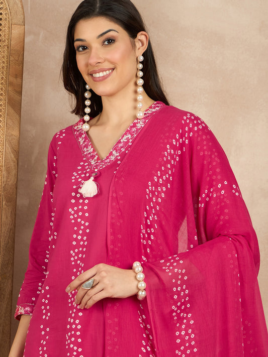 Women Printed Regular Mirror Work Pure Cotton Kurta with Trousers & With Dupatta