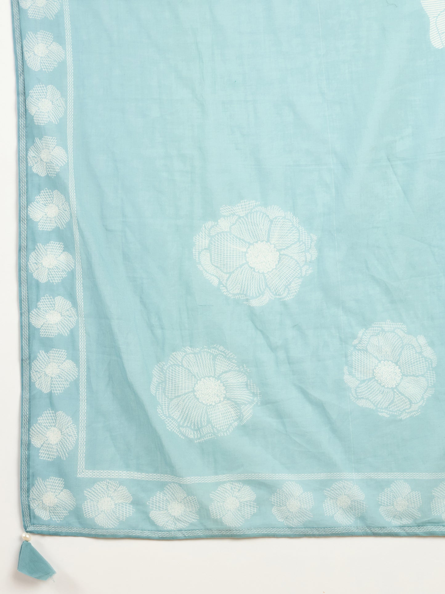 Women Floral Printed Regular Mirror Work Pure Cotton Kurta with Trousers & With Dupatta