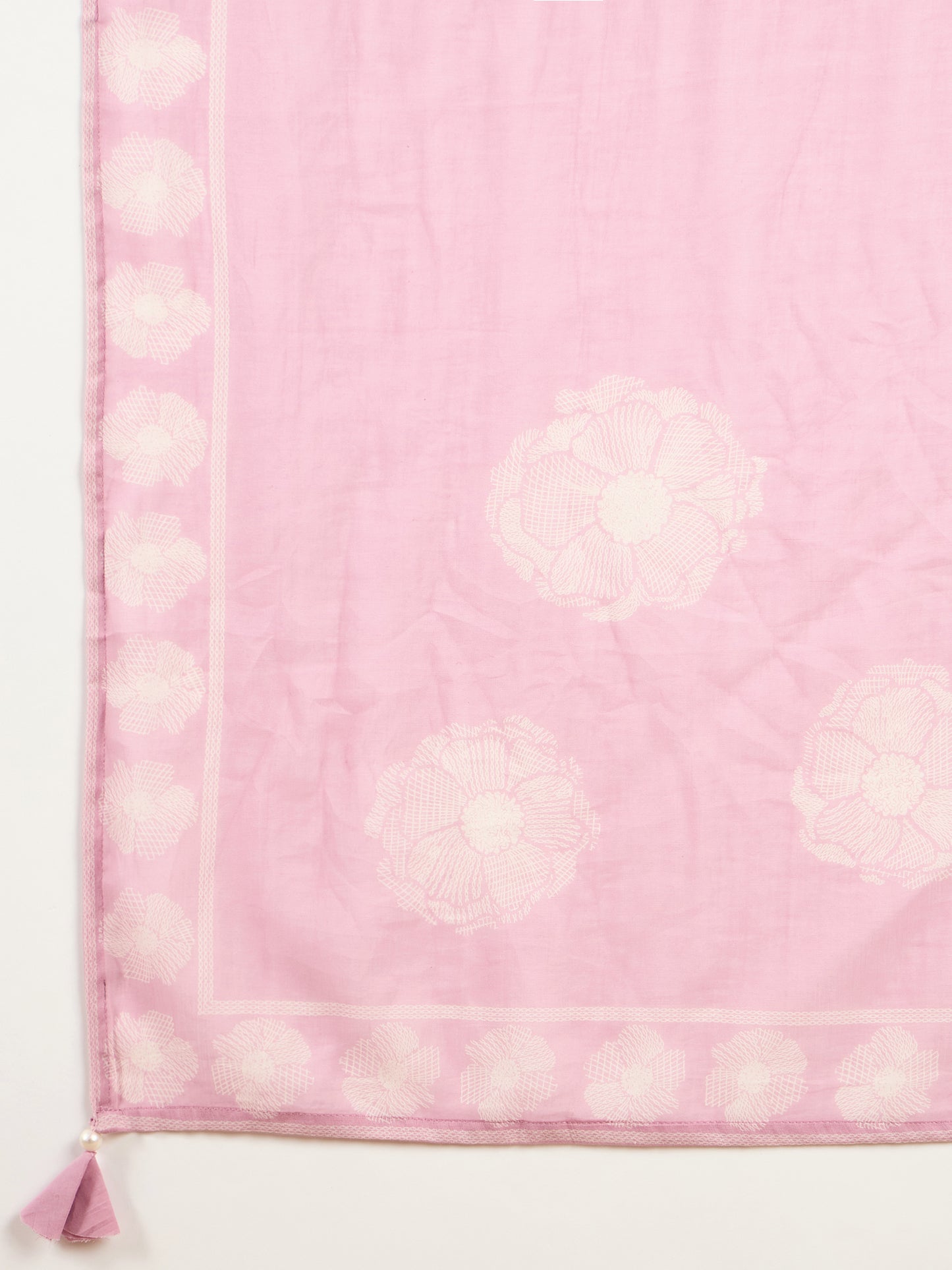 Women Floral Printed Regular Mirror Work Pure Cotton Kurta with Trousers & With Dupatta