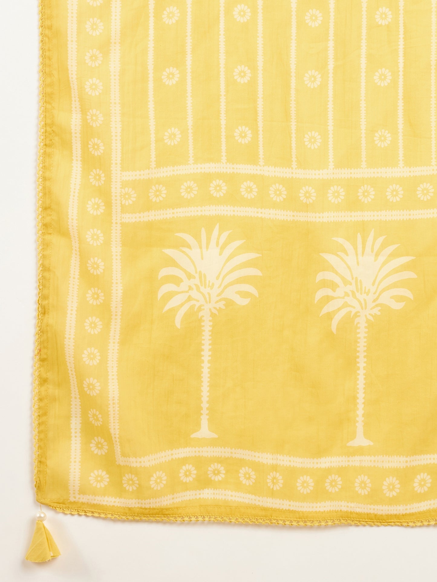 Women Ethnic Motifs Printed Regular Mirror Work Pure Cotton Kurta with Trousers & With Dupatta