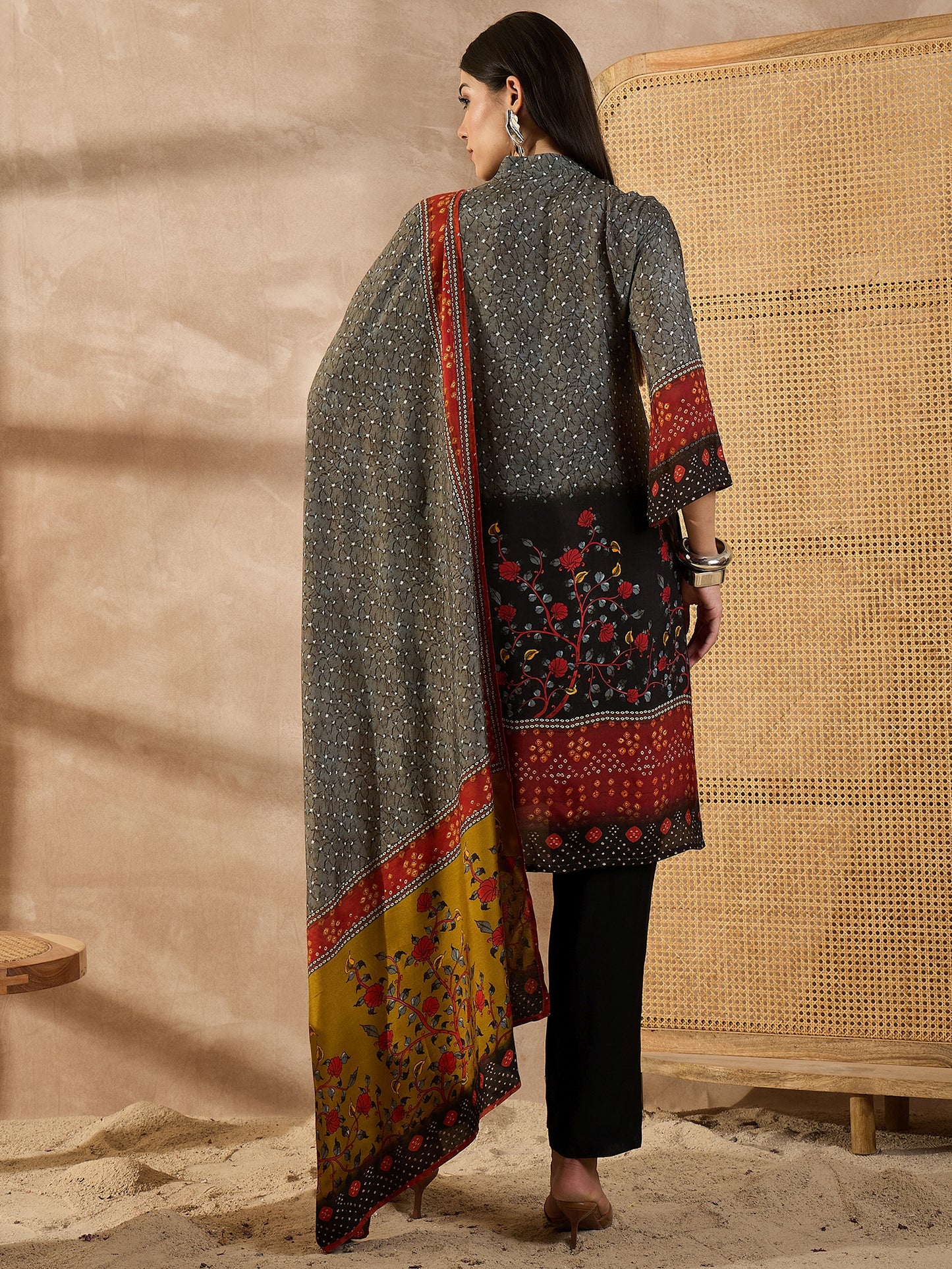 Women Paisley Printed Silk Kurta with Trousers & Dupatta