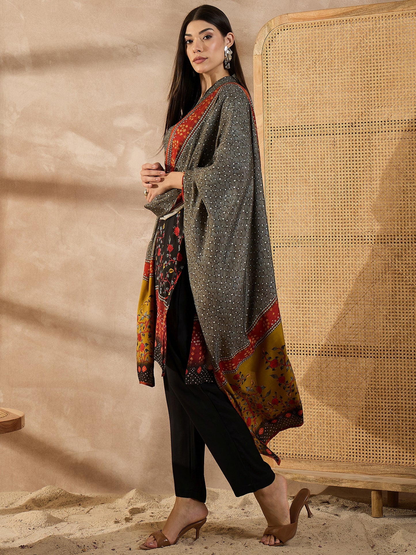 Women Paisley Printed Silk Kurta with Trousers & Dupatta