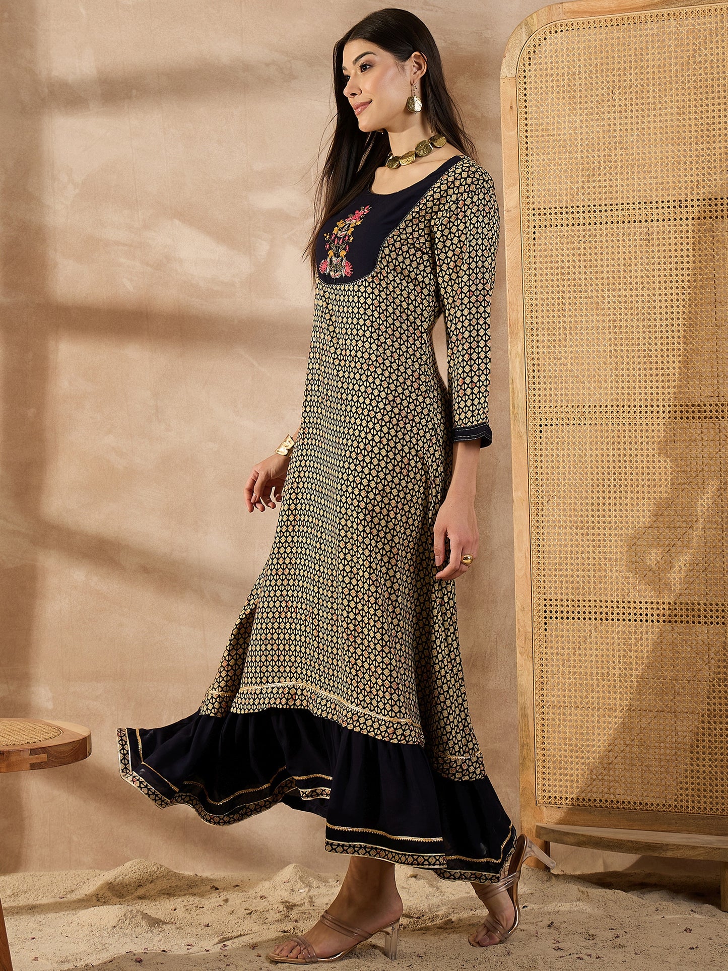 Women Geometric Printed A-Line Maxi Dress