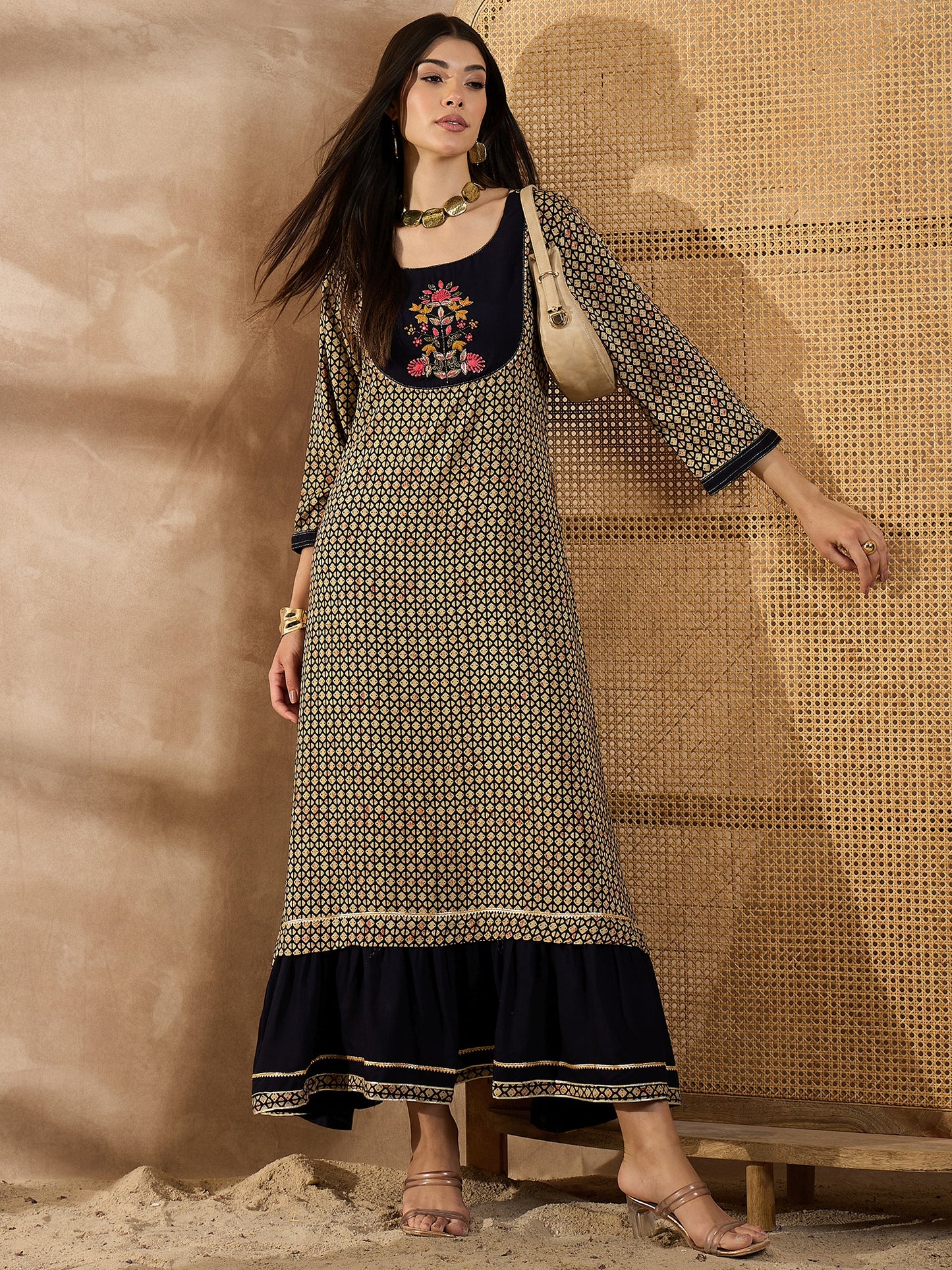Women Geometric Printed A-Line Maxi Dress