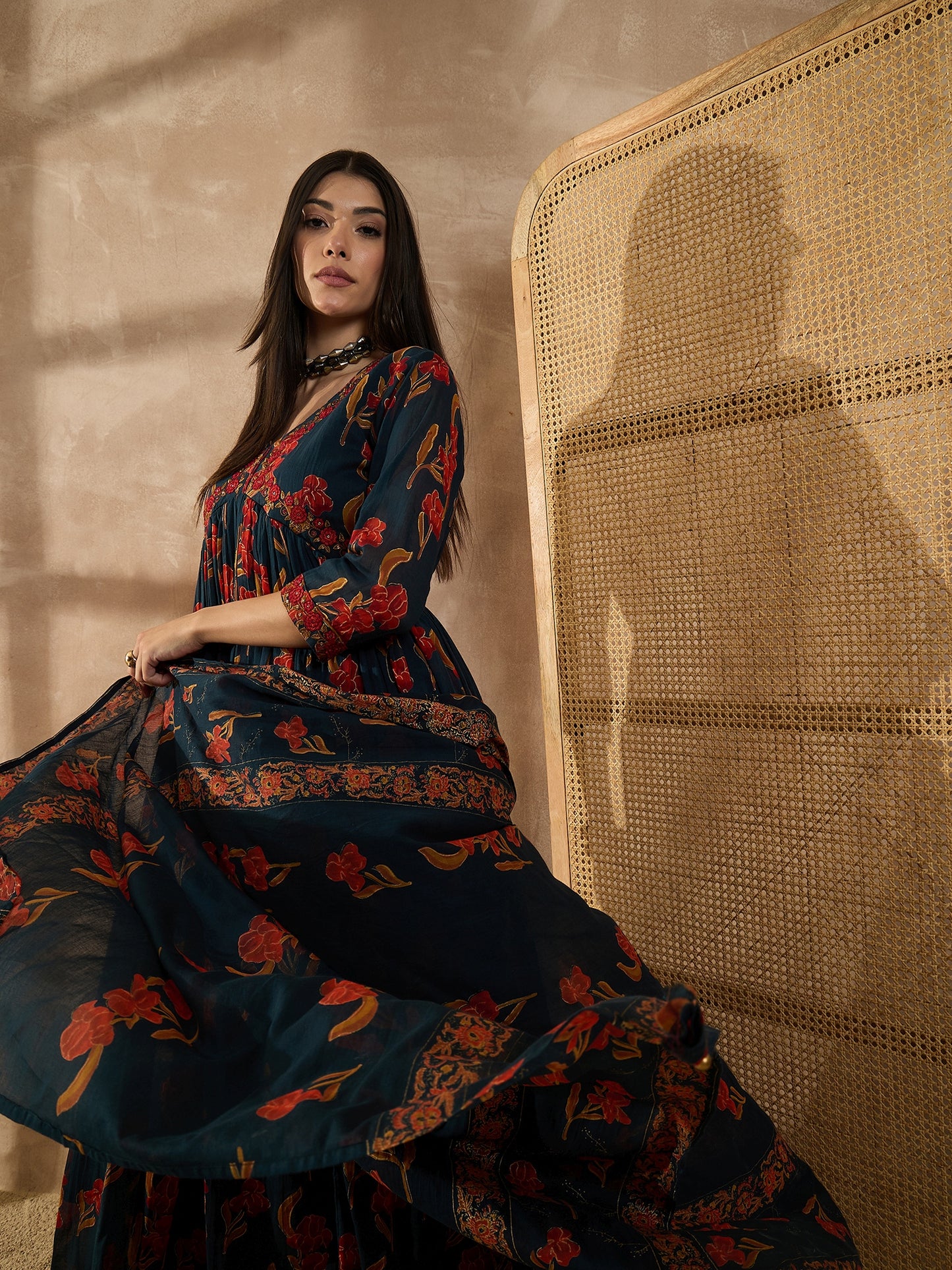 Women Anarkali Embroidered Kurta Set
