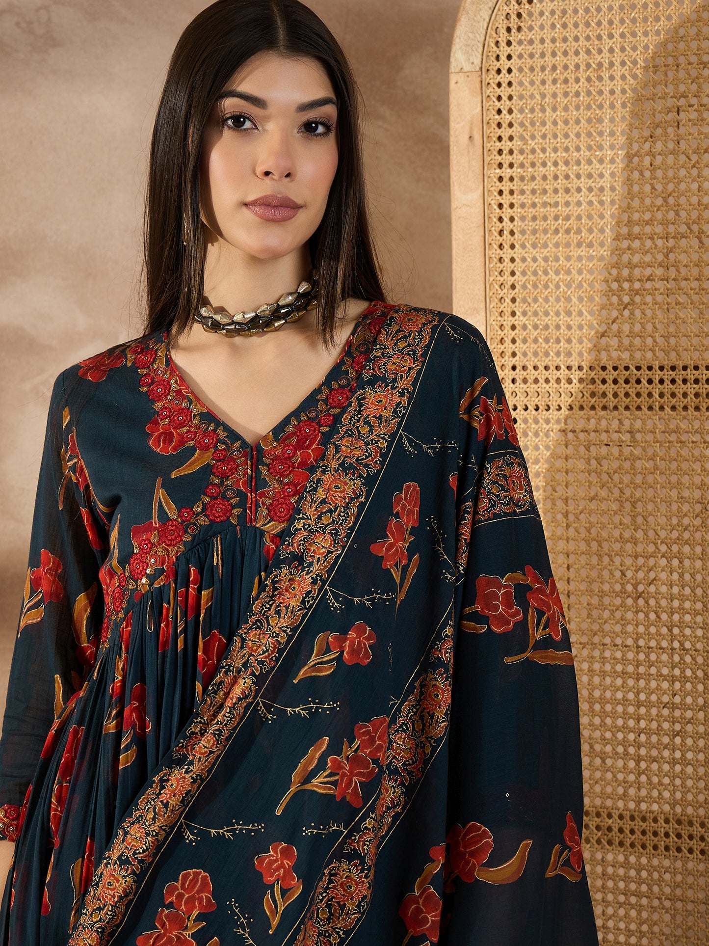 Women Anarkali Embroidered Kurta Set