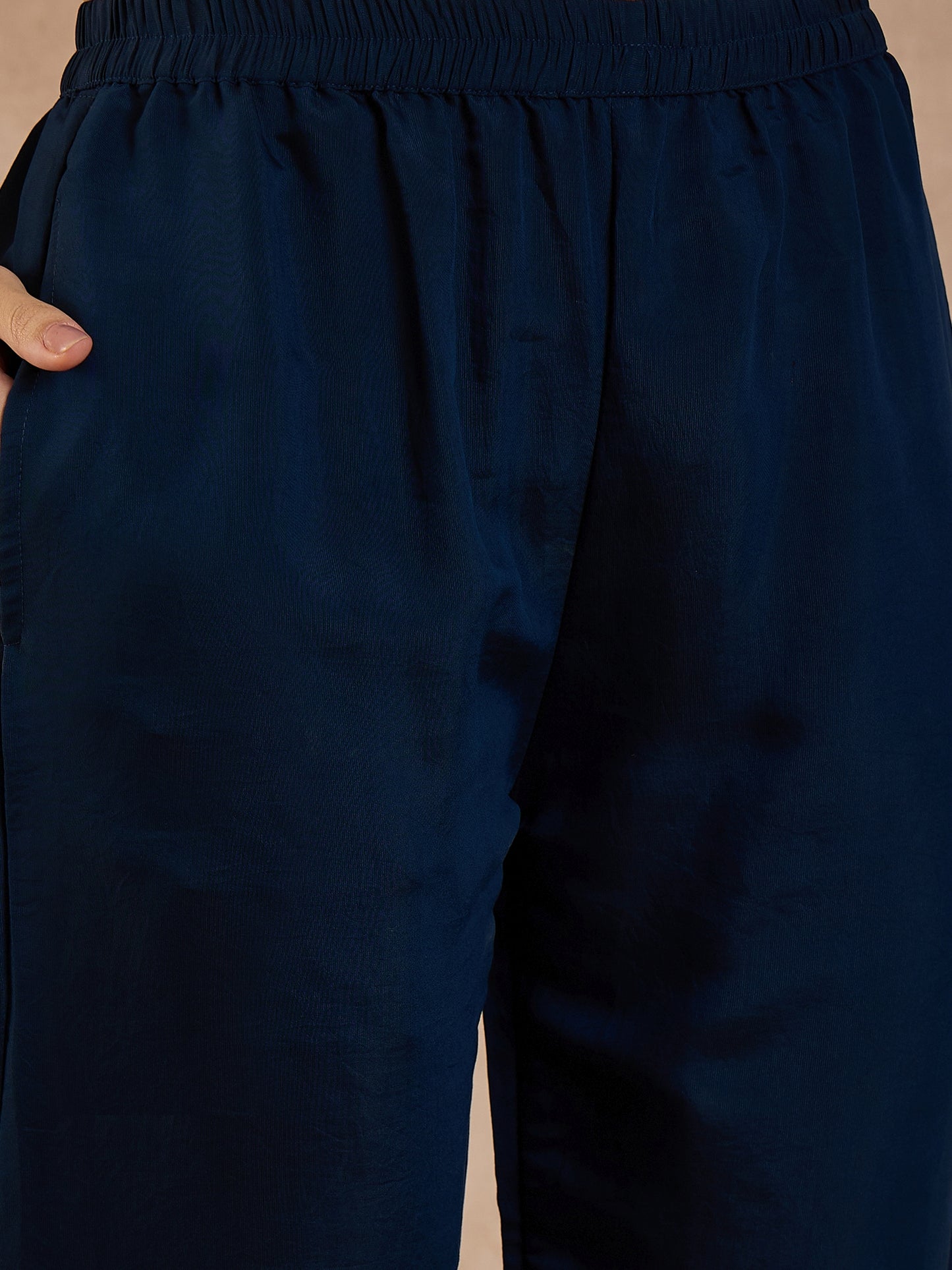 Floral Printed V-Neck Thread Work Raw Silk Kurta With Trousers & Dupatta