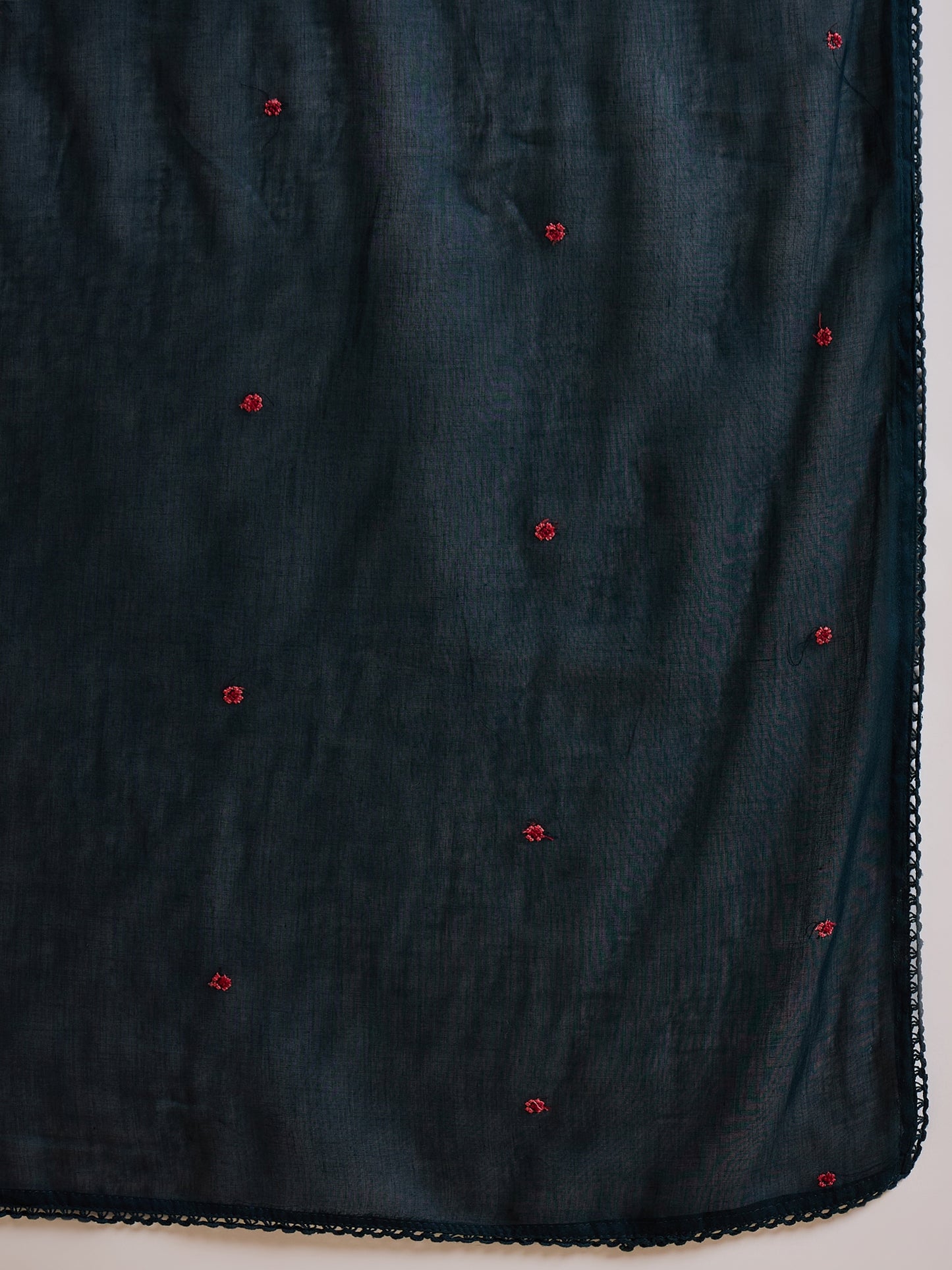Floral Embroidered V-Neck Thread Work Anarkali Kurta With Trouser & Dupatta