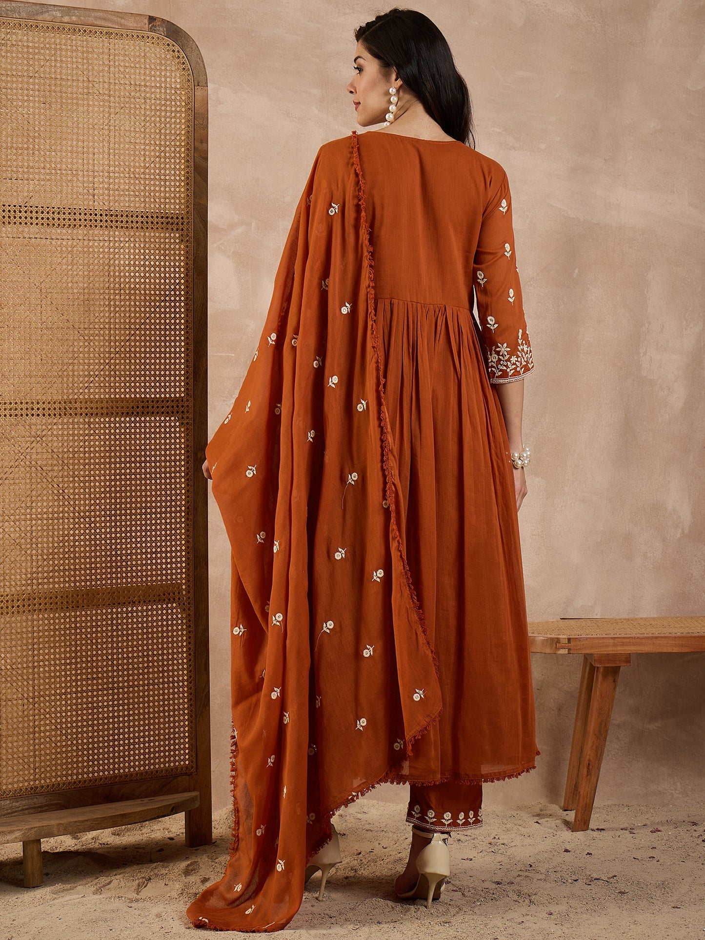 Women Ethnic Motifs Embroidered Anarkali Kurta with Trousers & Dupatta