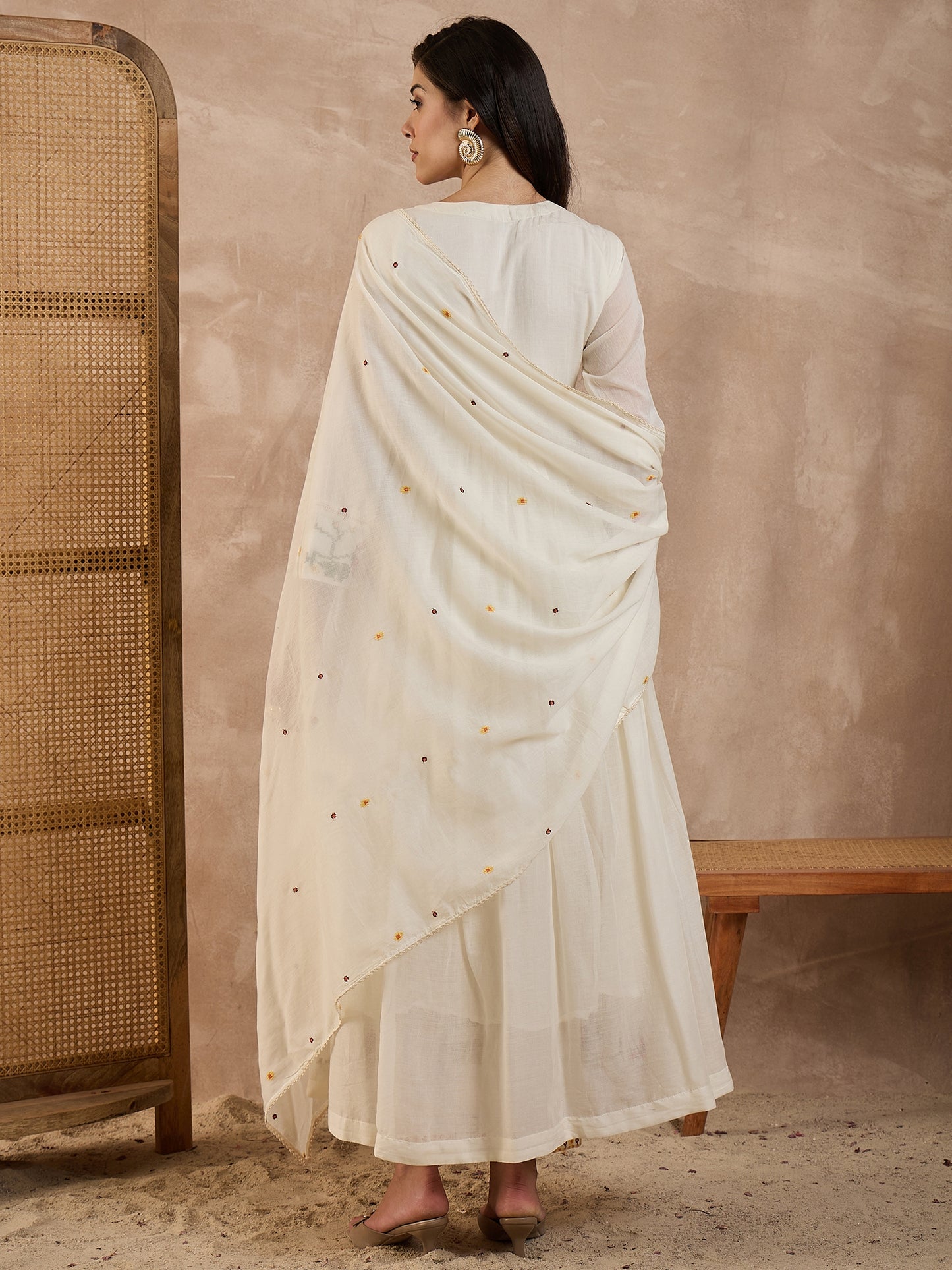 Women Ethnic Motifs Embroidered Thread Work Anarkali Kurta with Trousers & Dupatta