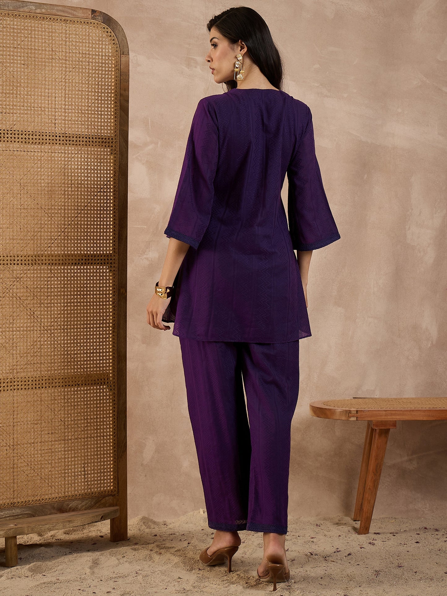 Women Embroidered Pure Cotton Dobby Co-ord Set