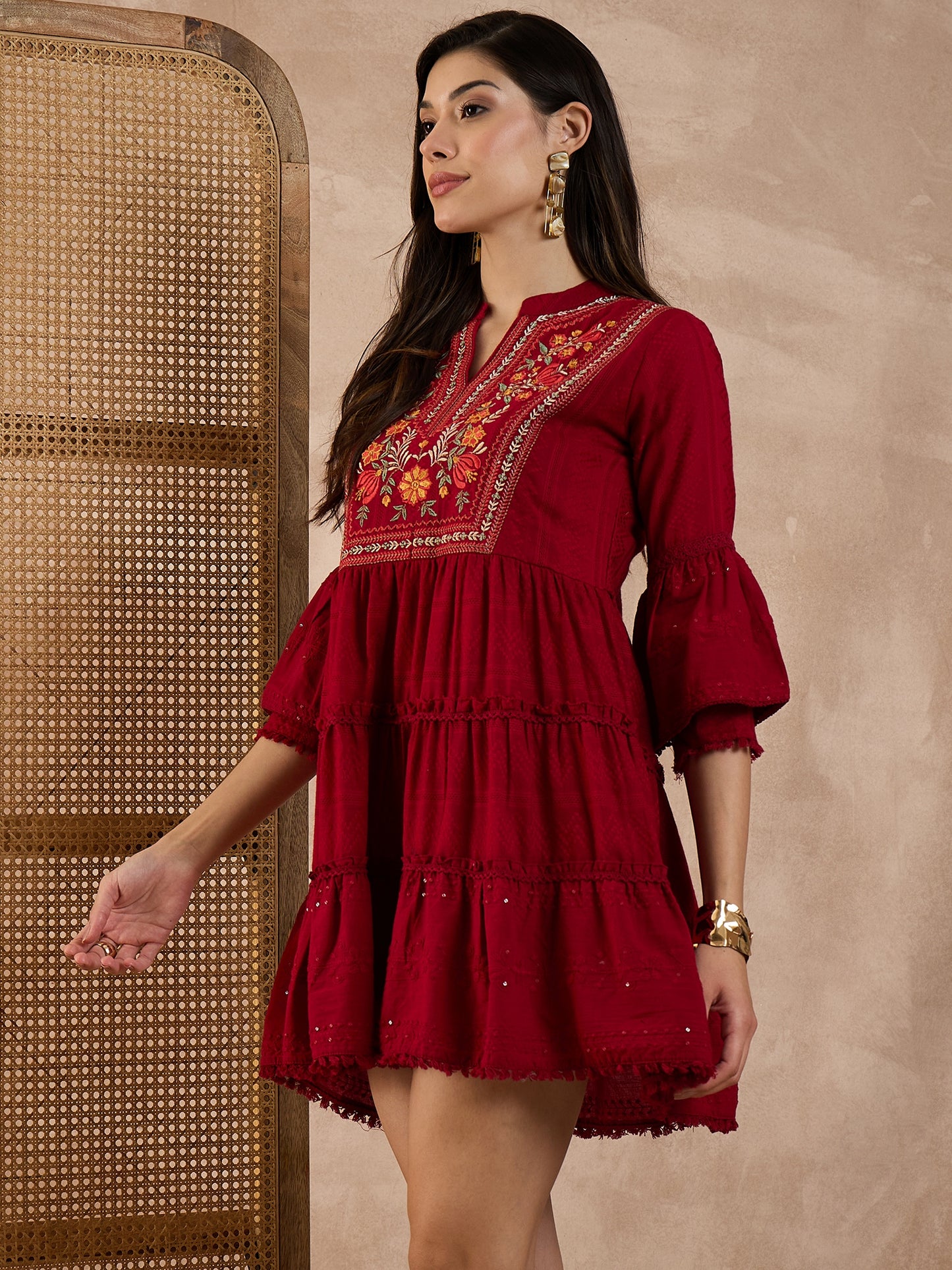 Women Ethnic pure Cotton Dobby Dress