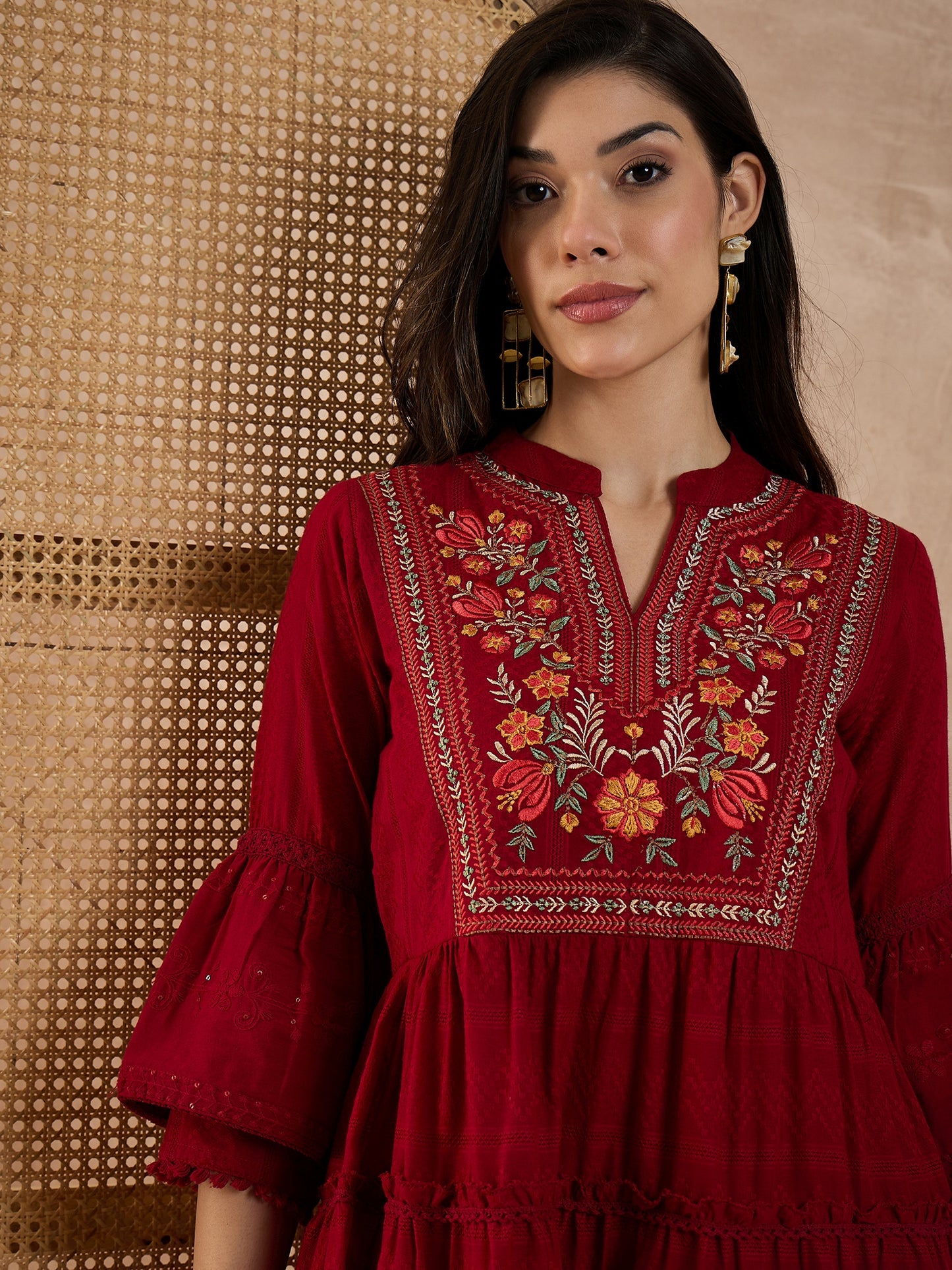 Women Ethnic pure Cotton Dobby Dress