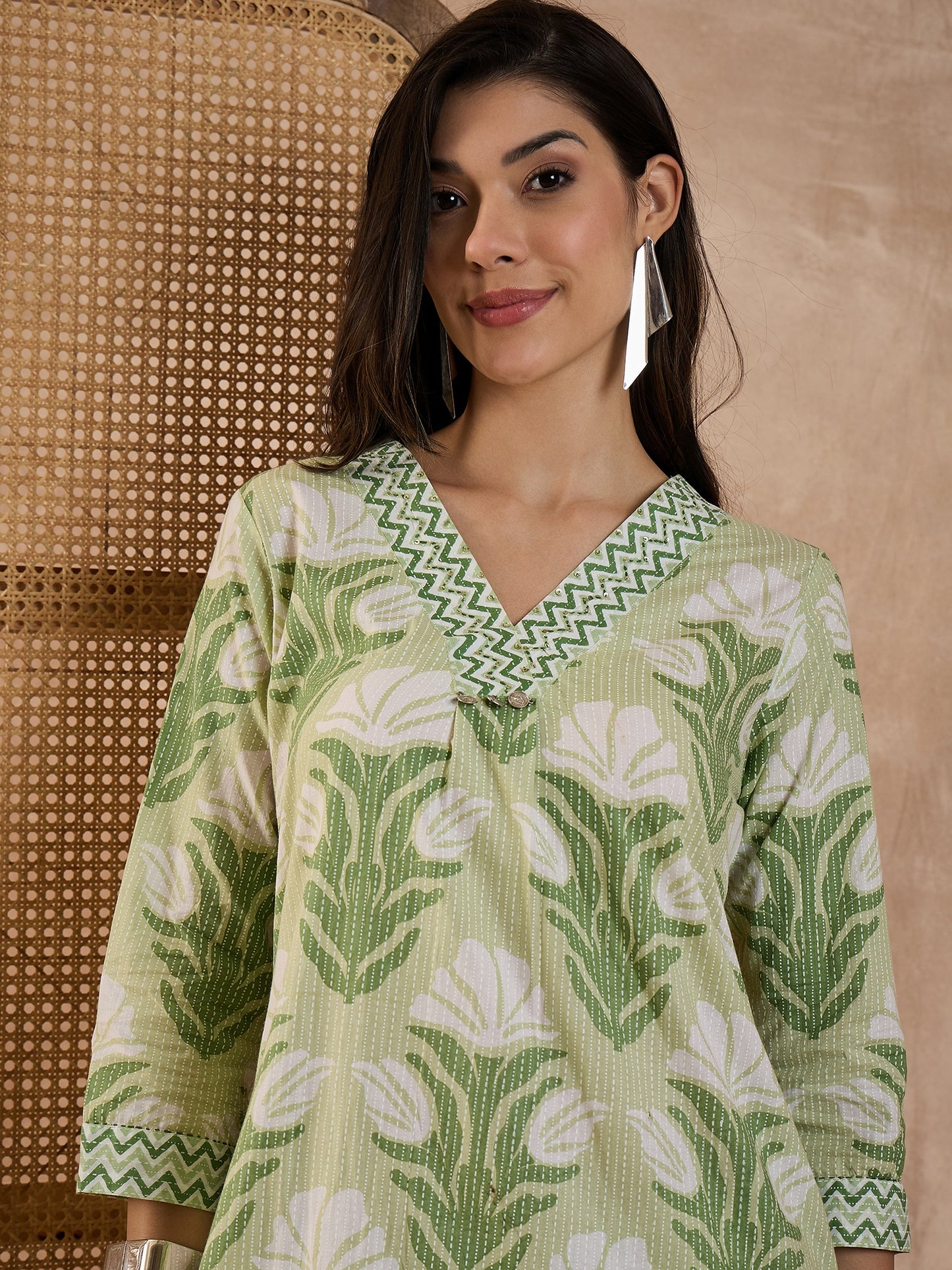 Women Ethnic Motifs Printed Pure Cotton A-Line Kurta with Palazzo
