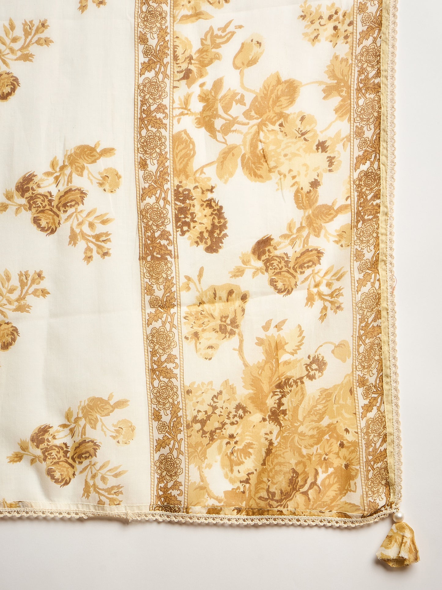 Floral Printed Empire Sequinned Anarkali Kurta with Trousers & Dupatta