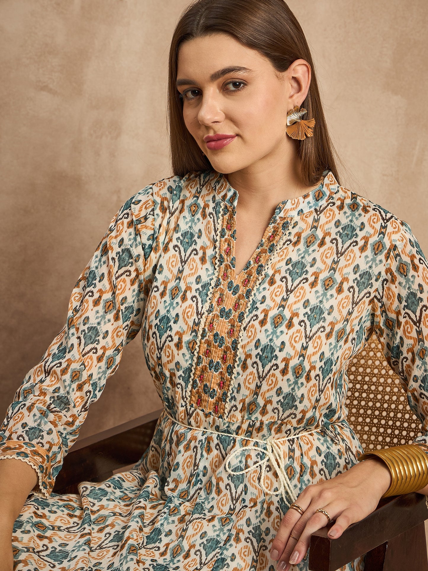 Women Ethnic Motifs Printed A-Line Dress