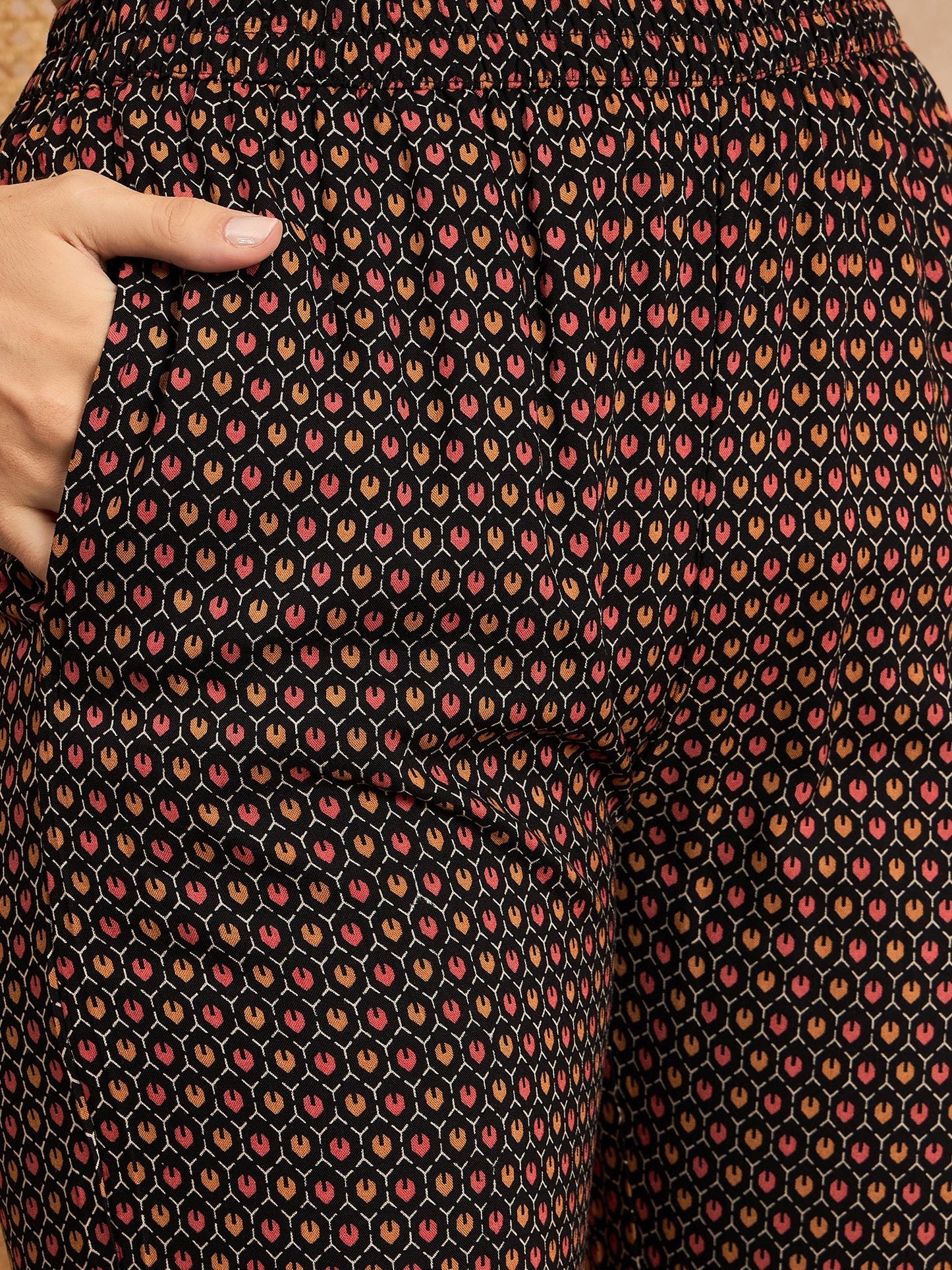 Floral Printed V-Neck Thread Work Pleated A-Line Kurta With Trousers & Dupatta