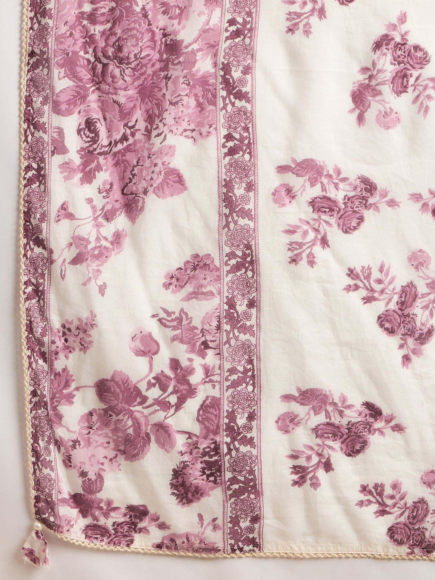 Floral Printed Empire Sequinned Anarkali Kurta with Trousers & Dupatta