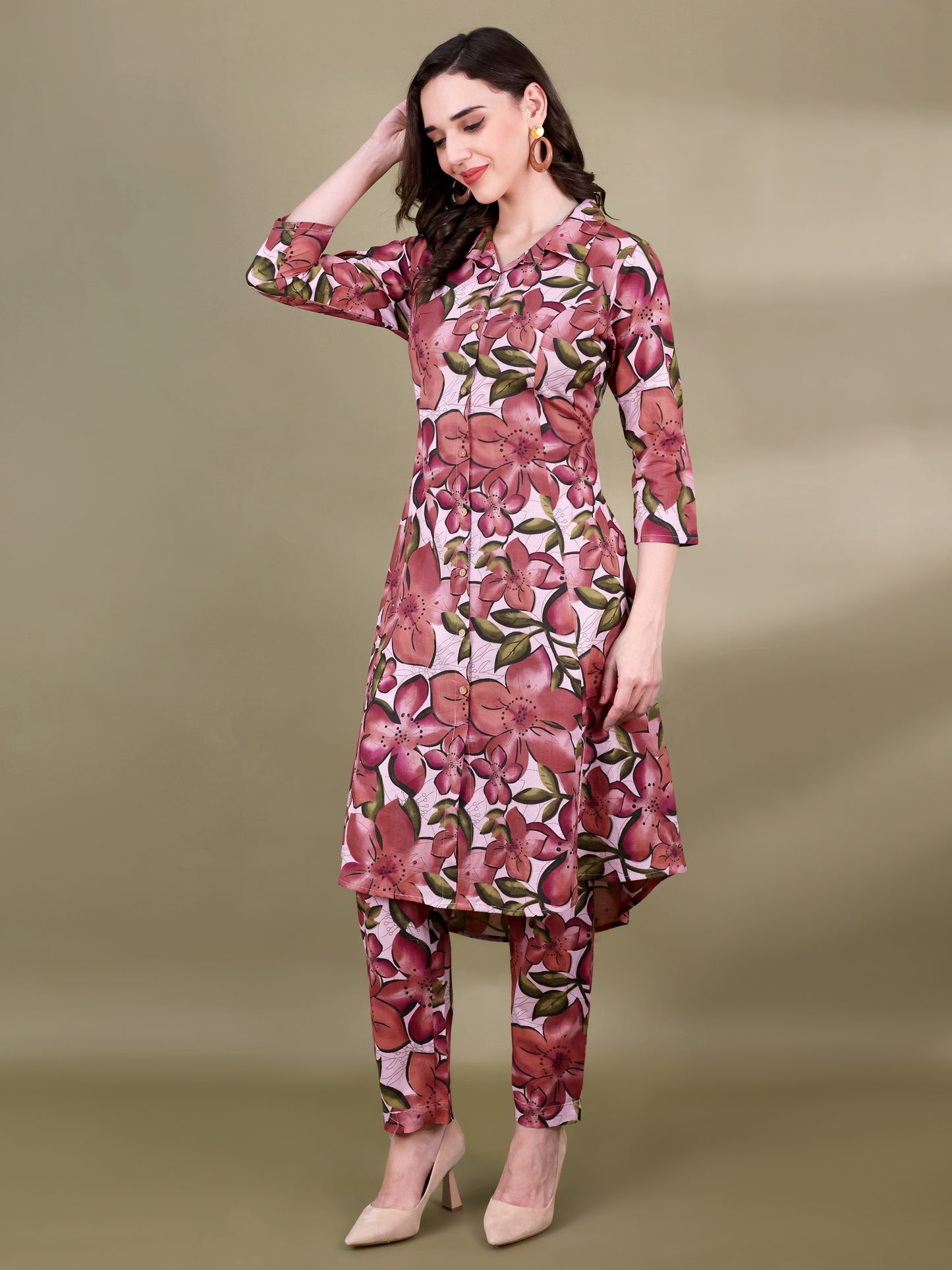Women Floral Printed Panelled Pure Cotton Kurta Set