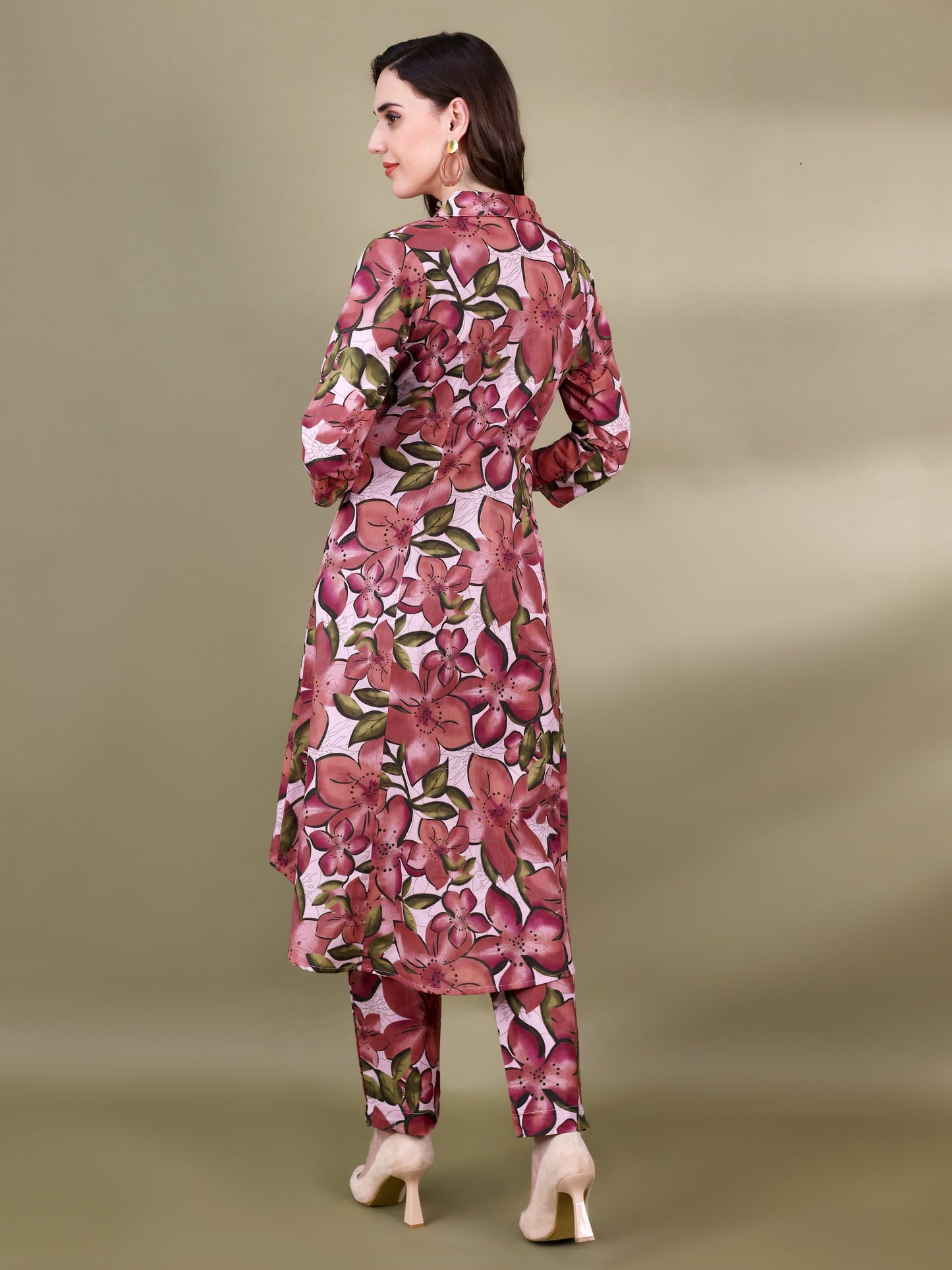 Women Floral Printed Panelled Pure Cotton Kurta Set