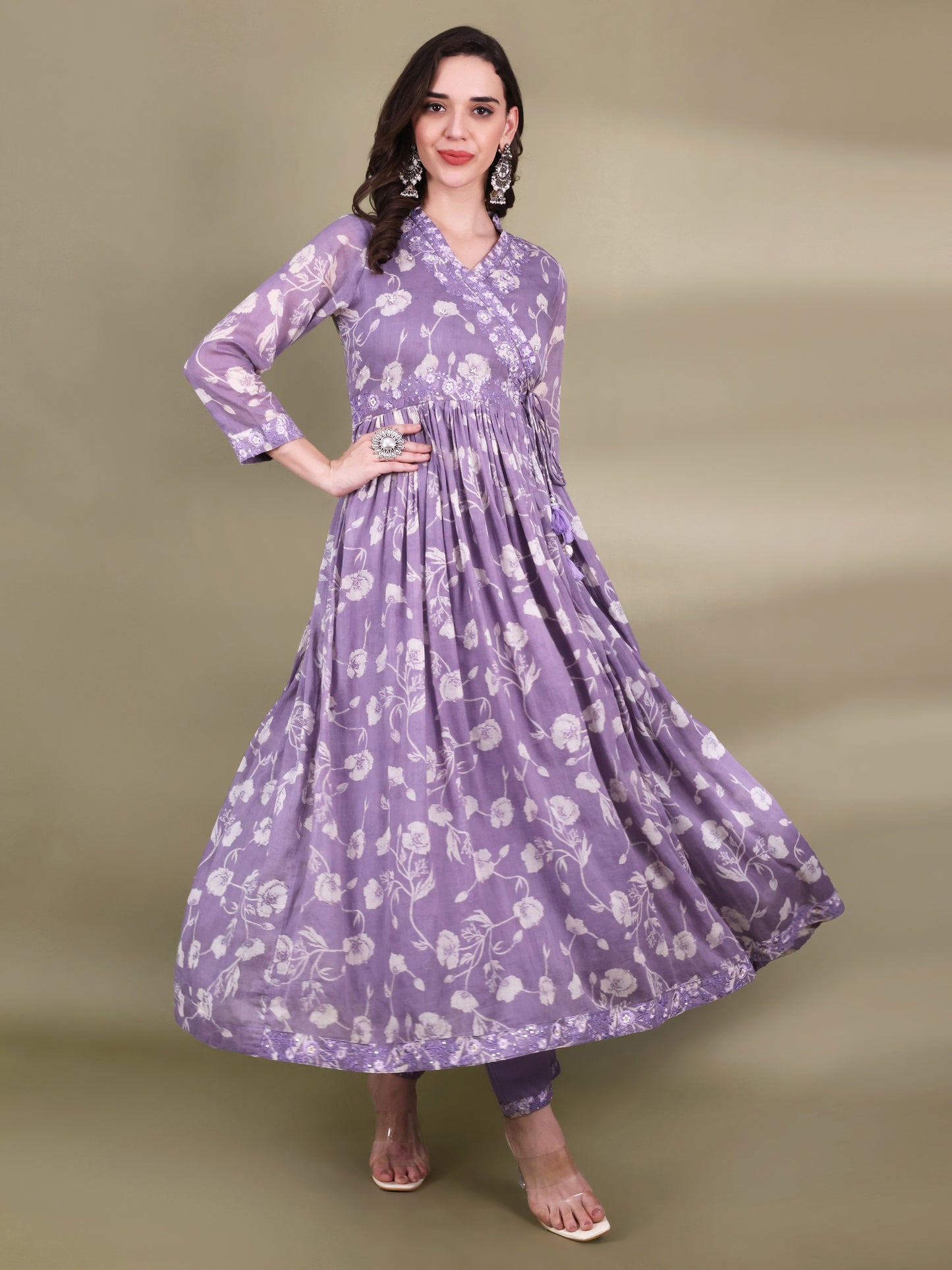 Women Floral Printed Kurti with Trousers & Dupatta