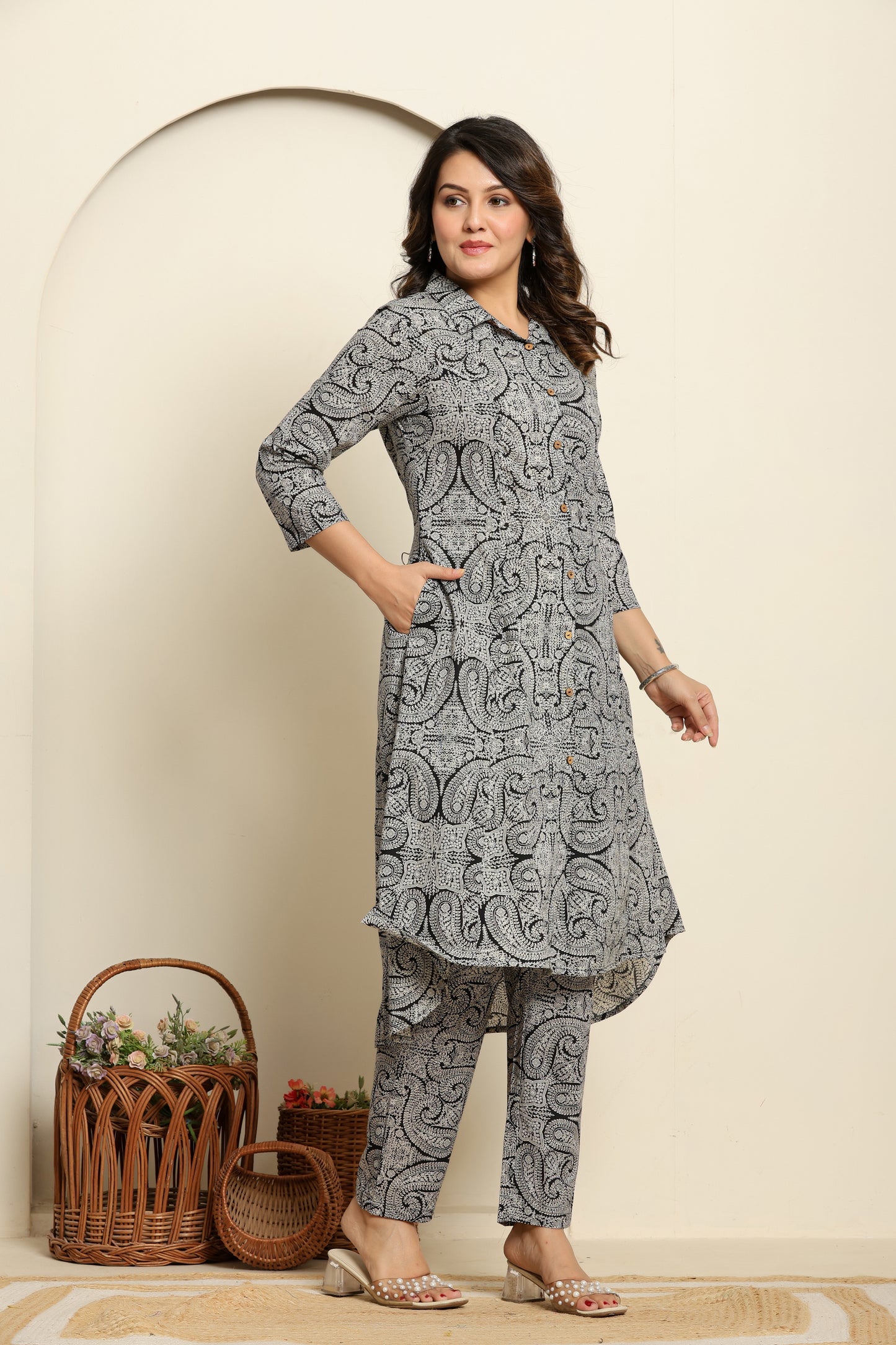 Printed Pure Cotton Tunic With Trousers Co-Ords