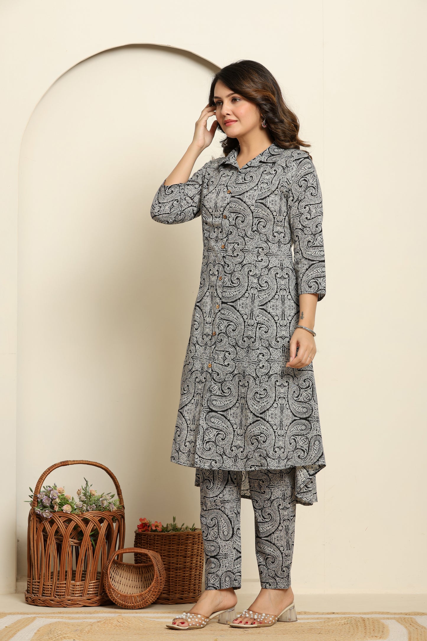 Printed Pure Cotton Tunic With Trousers Co-Ords