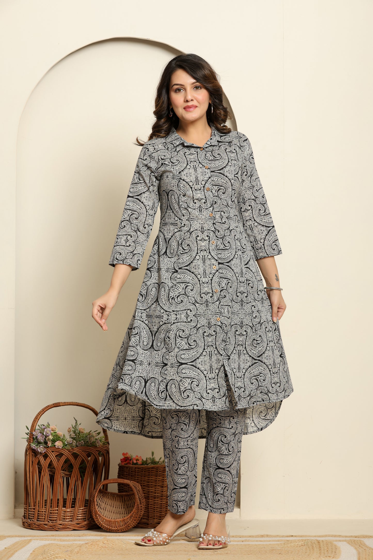 Printed Pure Cotton Tunic With Trousers Co-Ords