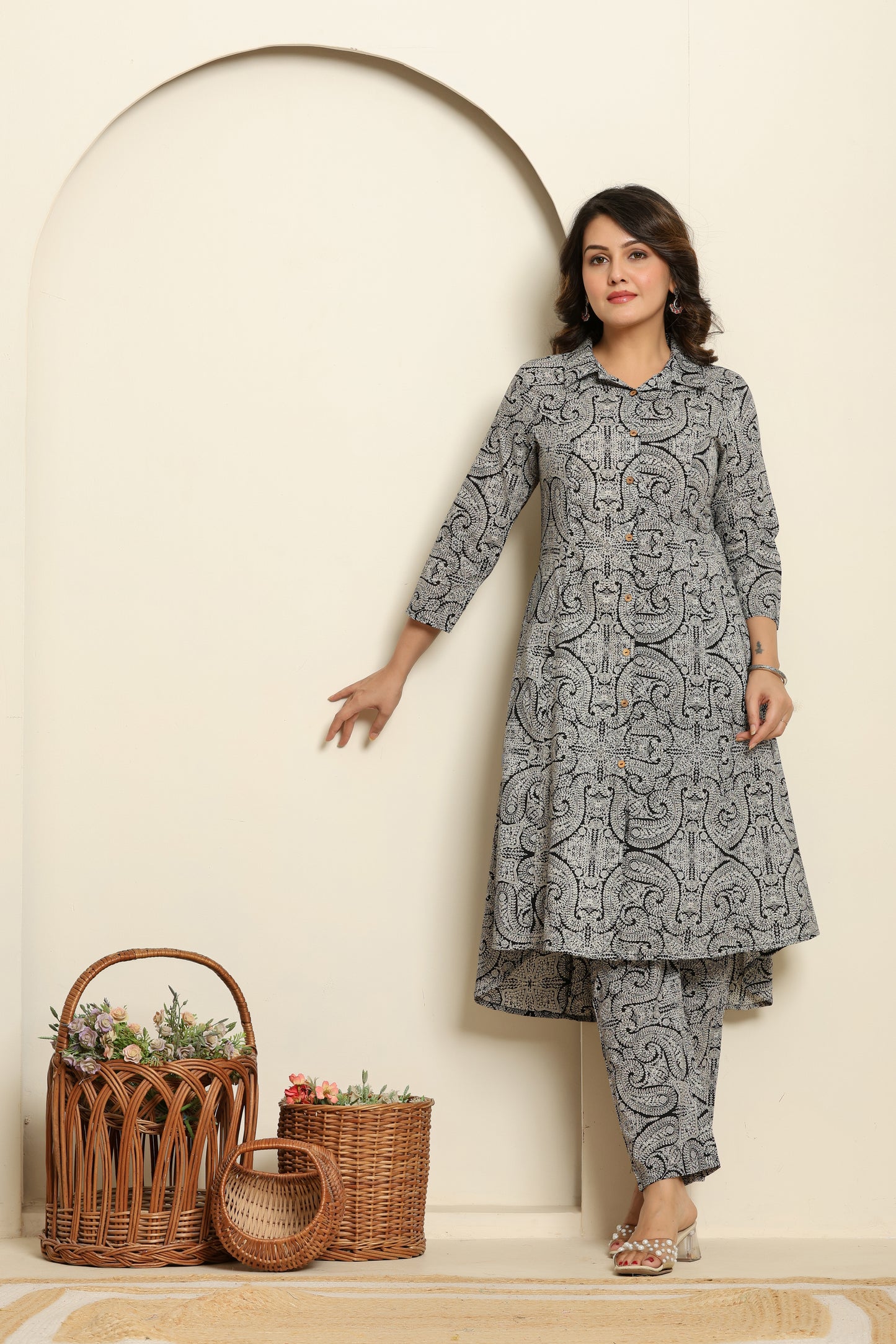 Printed Pure Cotton Tunic With Trousers Co-Ords